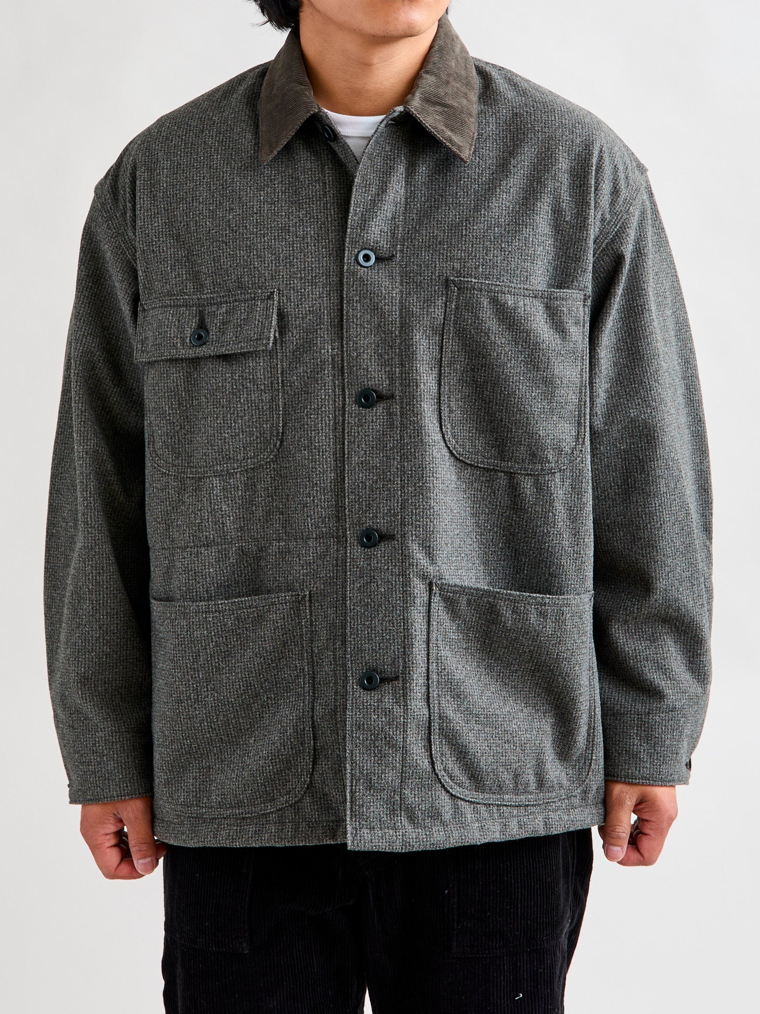 Relaxed Fit Oxford Coverall in Brown Herringbone - Image 2