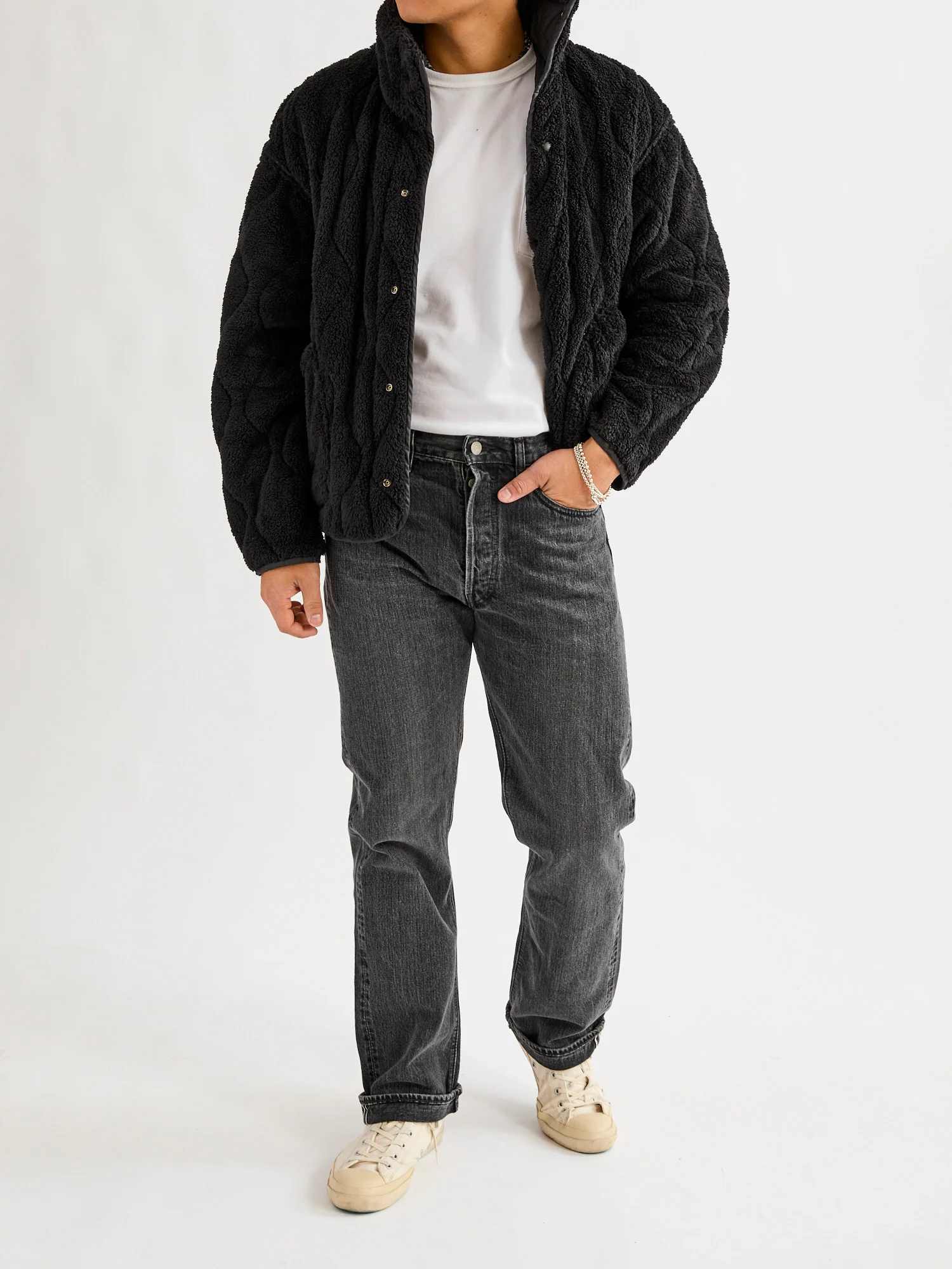 Reversible Nylon Ripstop Boa Liner Jacket in Black - Image 14