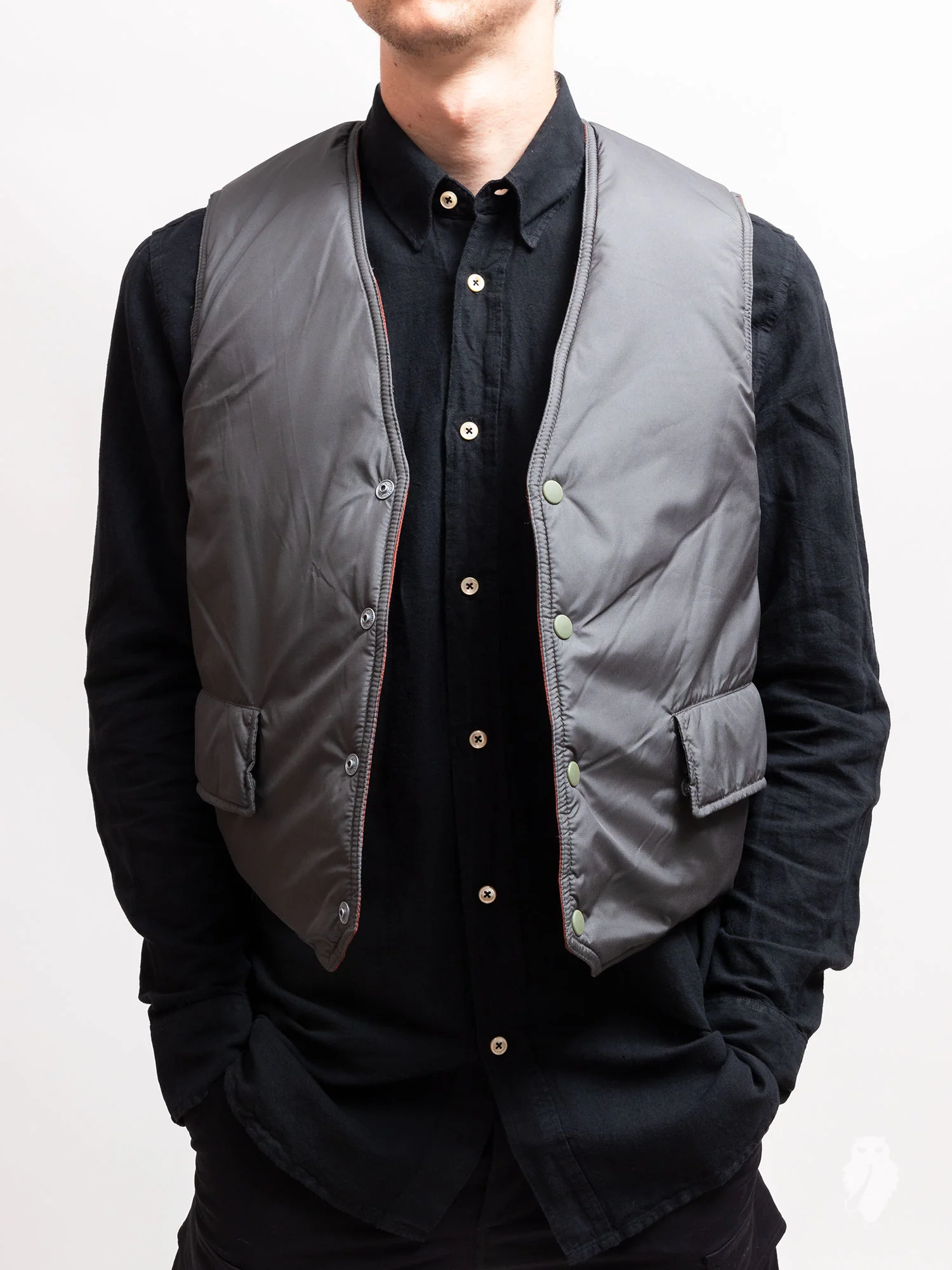 Reversible Puron Vest in Olive Soft Nylon - Image 2