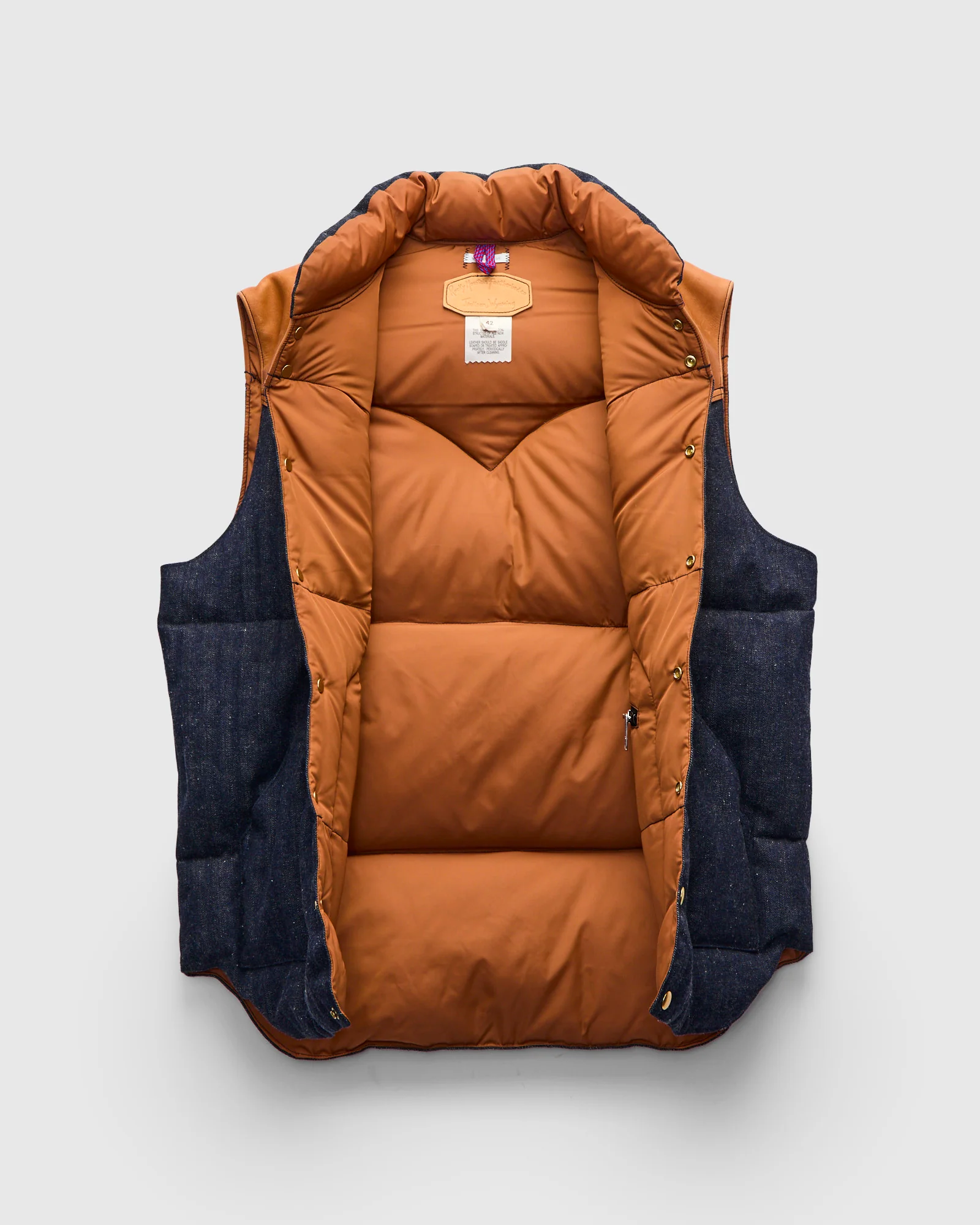 Rocky Mountain Featherbed x Warehouse HBT Down Vest in Indigo - Image 3