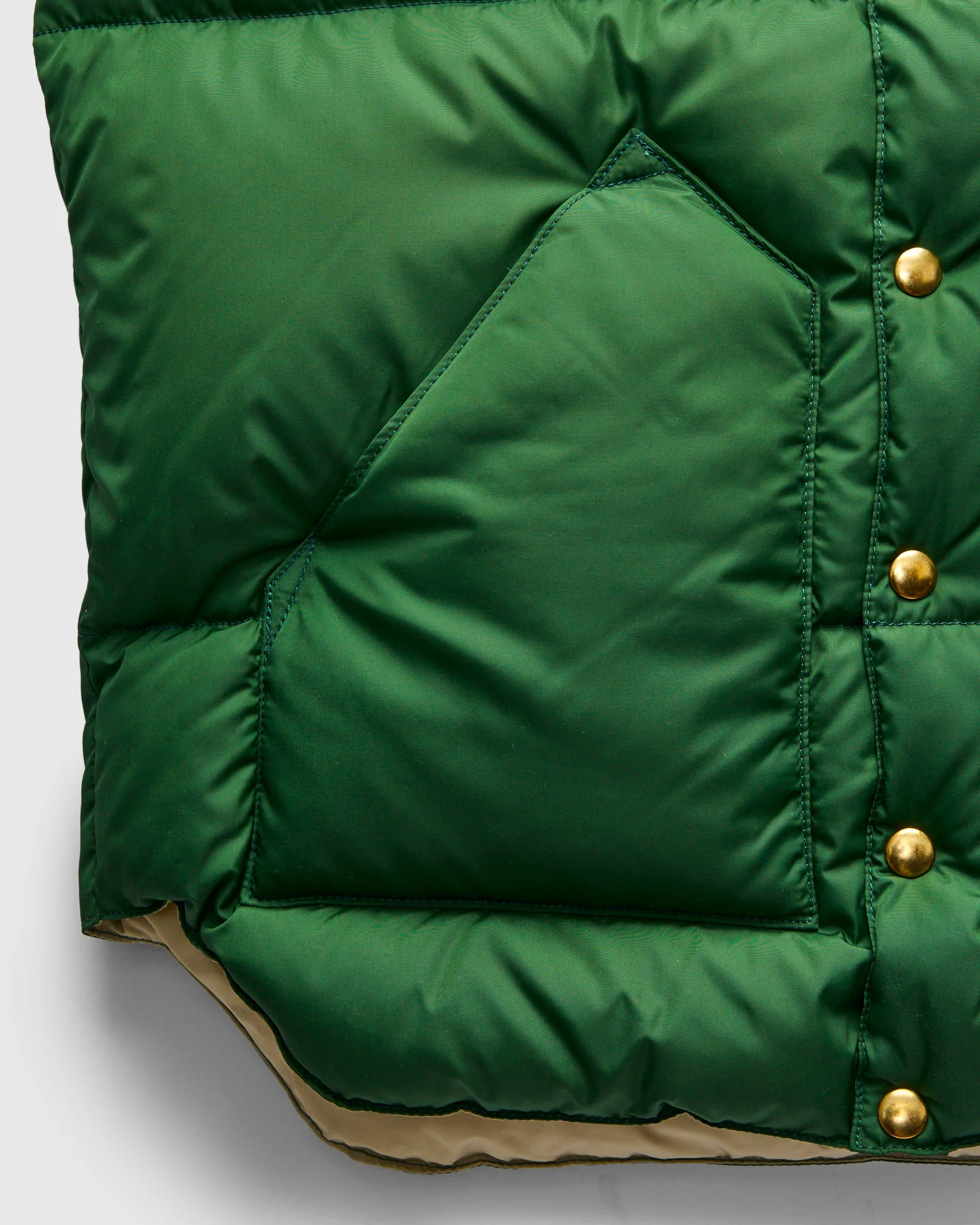 Rocky Mountain Featherbed x Warehouse Nylon Down Vest in Bottle Green - Image 7