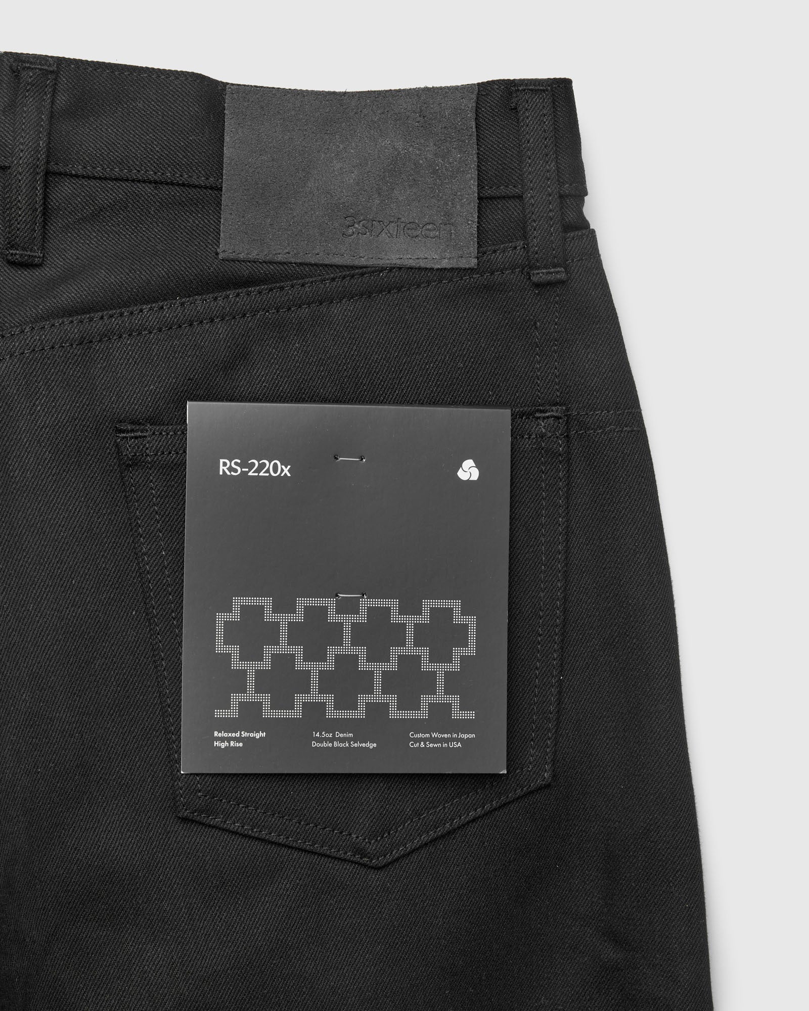 RS-220x 14.5oz Solid Black Selvedge Denim - Relaxed Straight Fit - Image 4