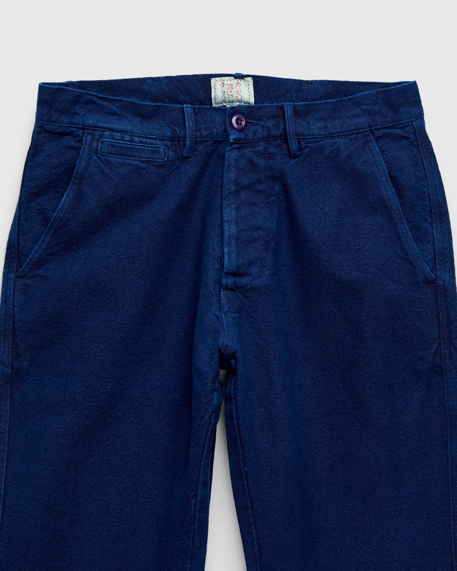 Rustic Plainweave Flat Front Chino in Indigo - Image 5