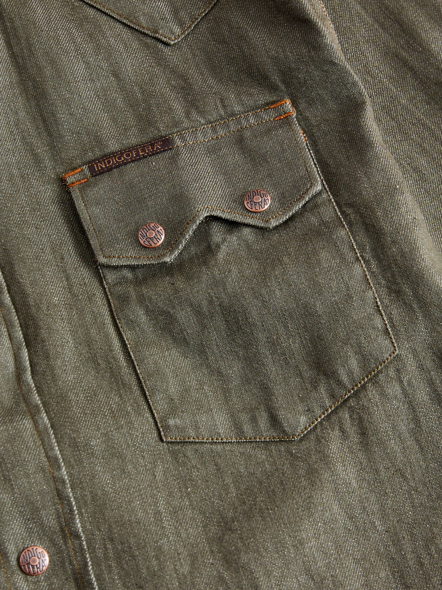 Ryman 7.5oz Denim Shirt in Green - Image 4