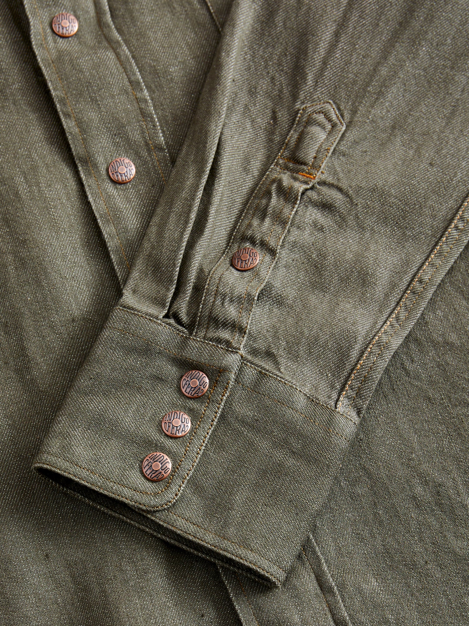 Ryman 7.5oz Denim Shirt in Green - Image 6