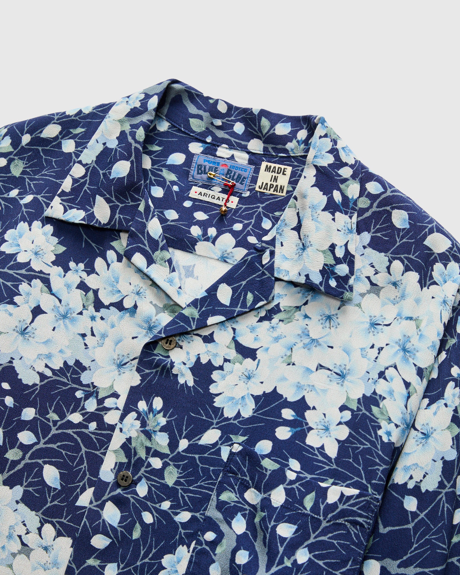 "Sakura Kaza" Aloha Shirt in Dark Navy - Image 4