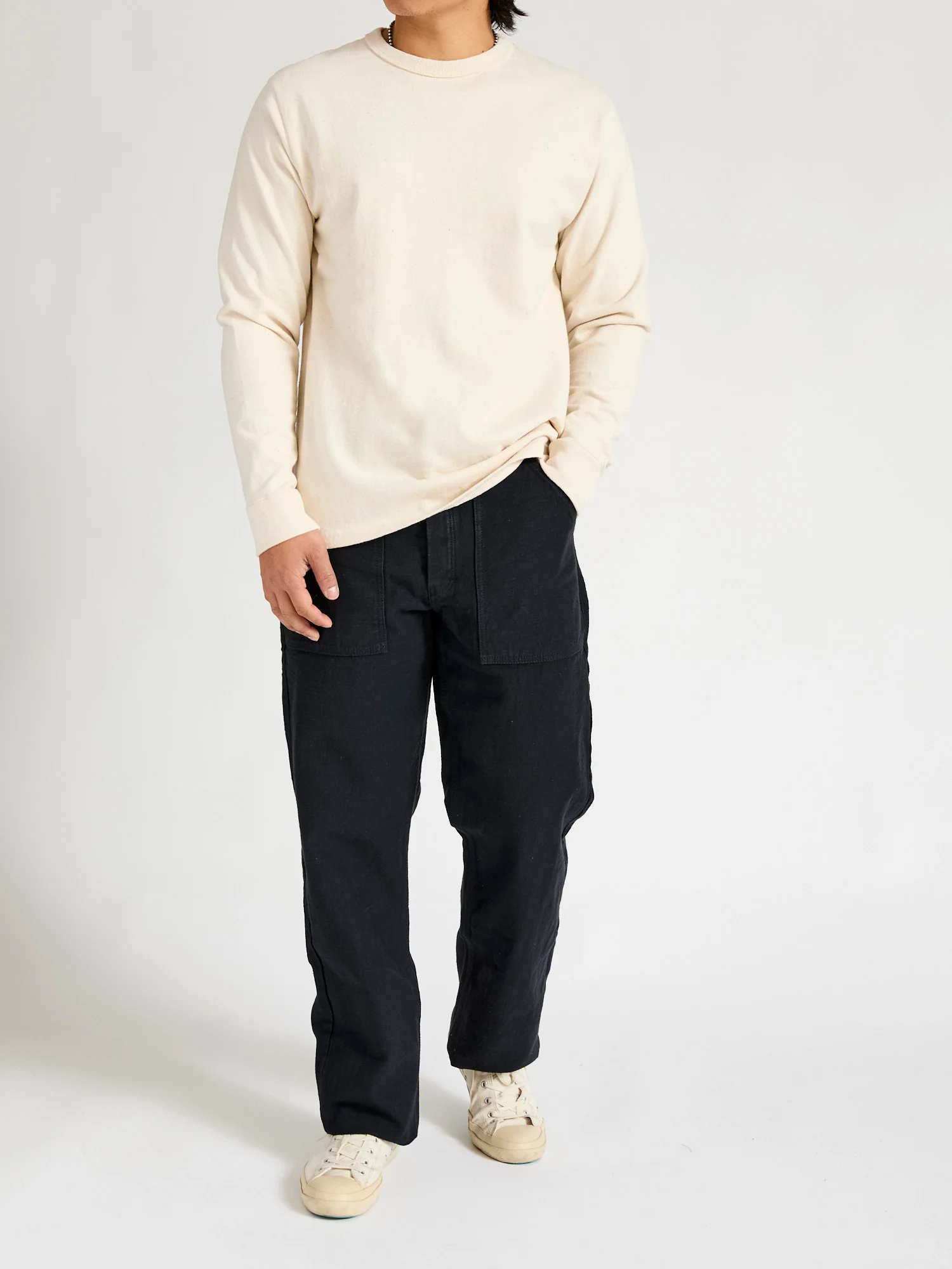 "Samurai Cotton Project" Long Sleeve T-Shirt in Natural - Image 8