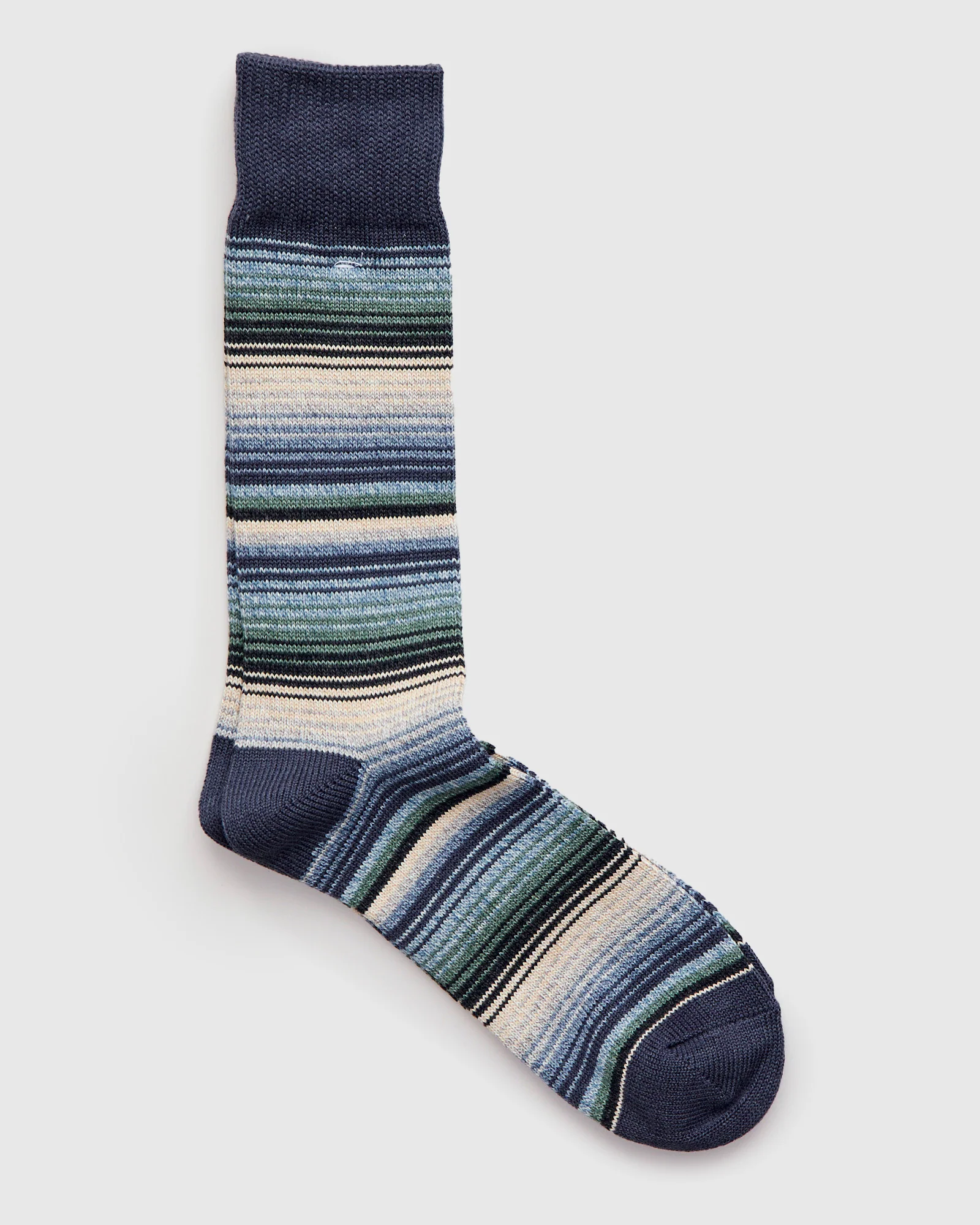 Sarape Stripes Crew Sock in Blue Beige - Image 2