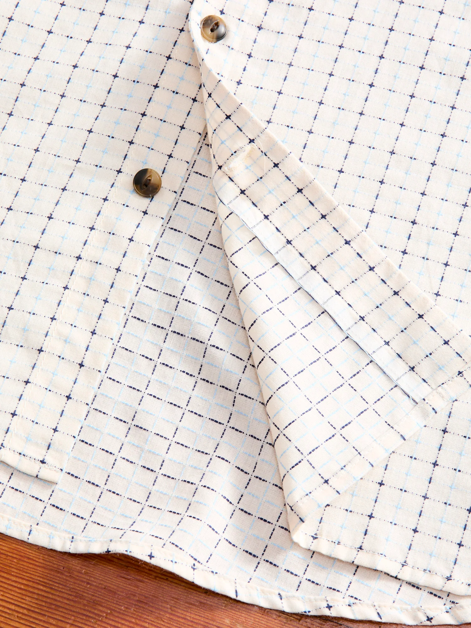 "Sashiko Grid" Oxford Shirt in Natural - Image 7