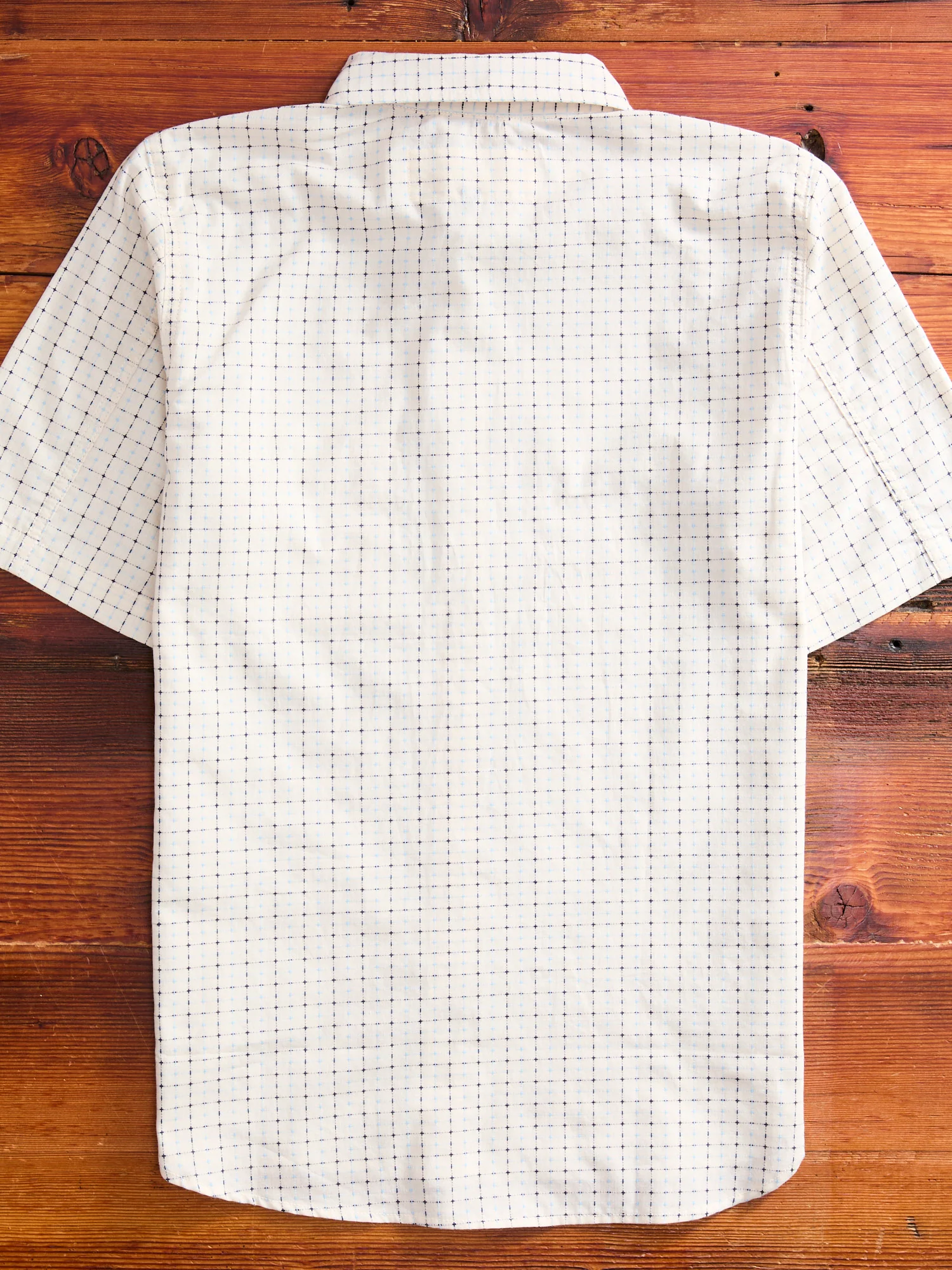 "Sashiko Grid" Oxford Shirt in Natural - Image 9