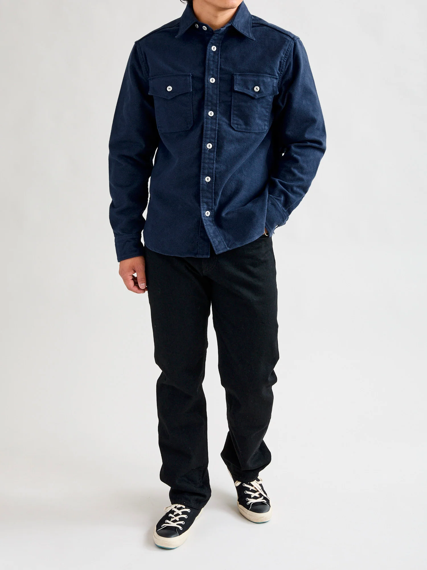 Scout Shirt in Navy Moleskin - Image 11
