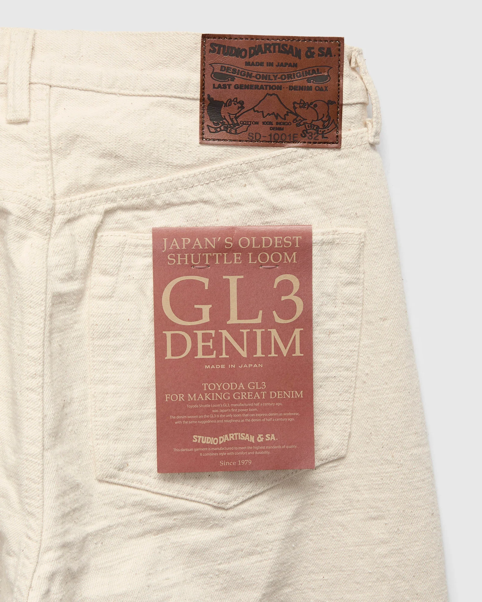 SD-1001EW "Ecru White GL3" 15oz Slub Selvedge Denim - Regular Straight Fit - Image 4