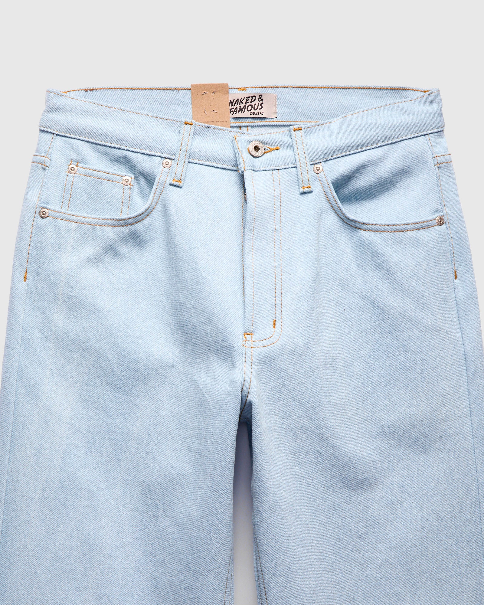 "Secret Agent" 14oz Bleach Blue Denim - Strong Guy Fit - Image 4