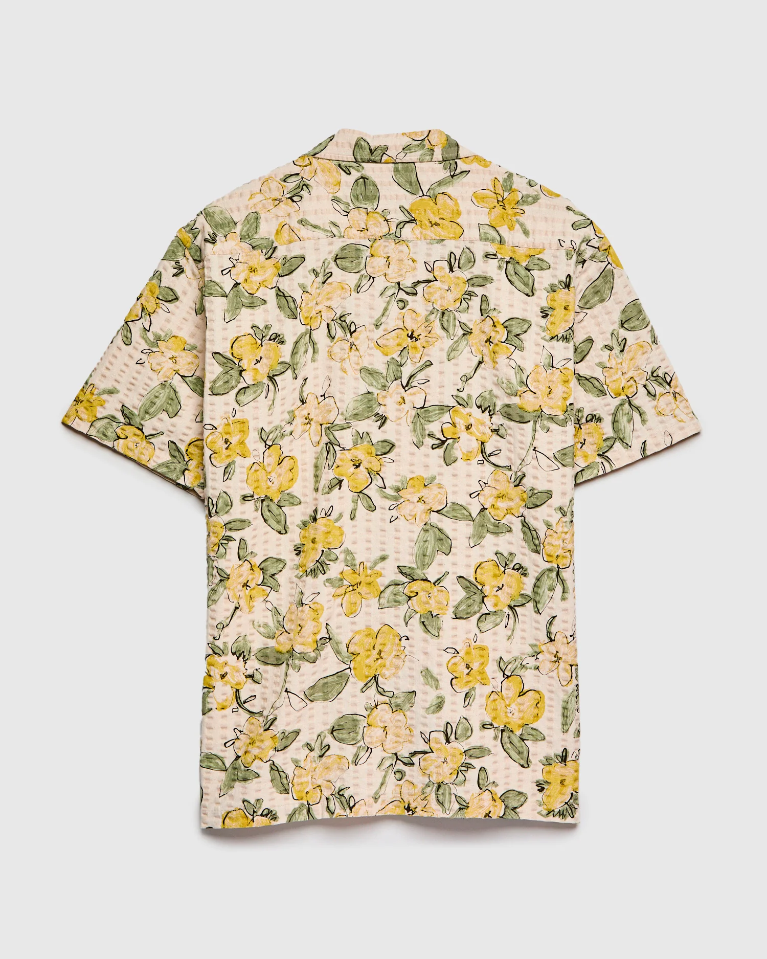 Seersucker Crammond Shirt in Ecru Yellow Floral Print - Image 2
