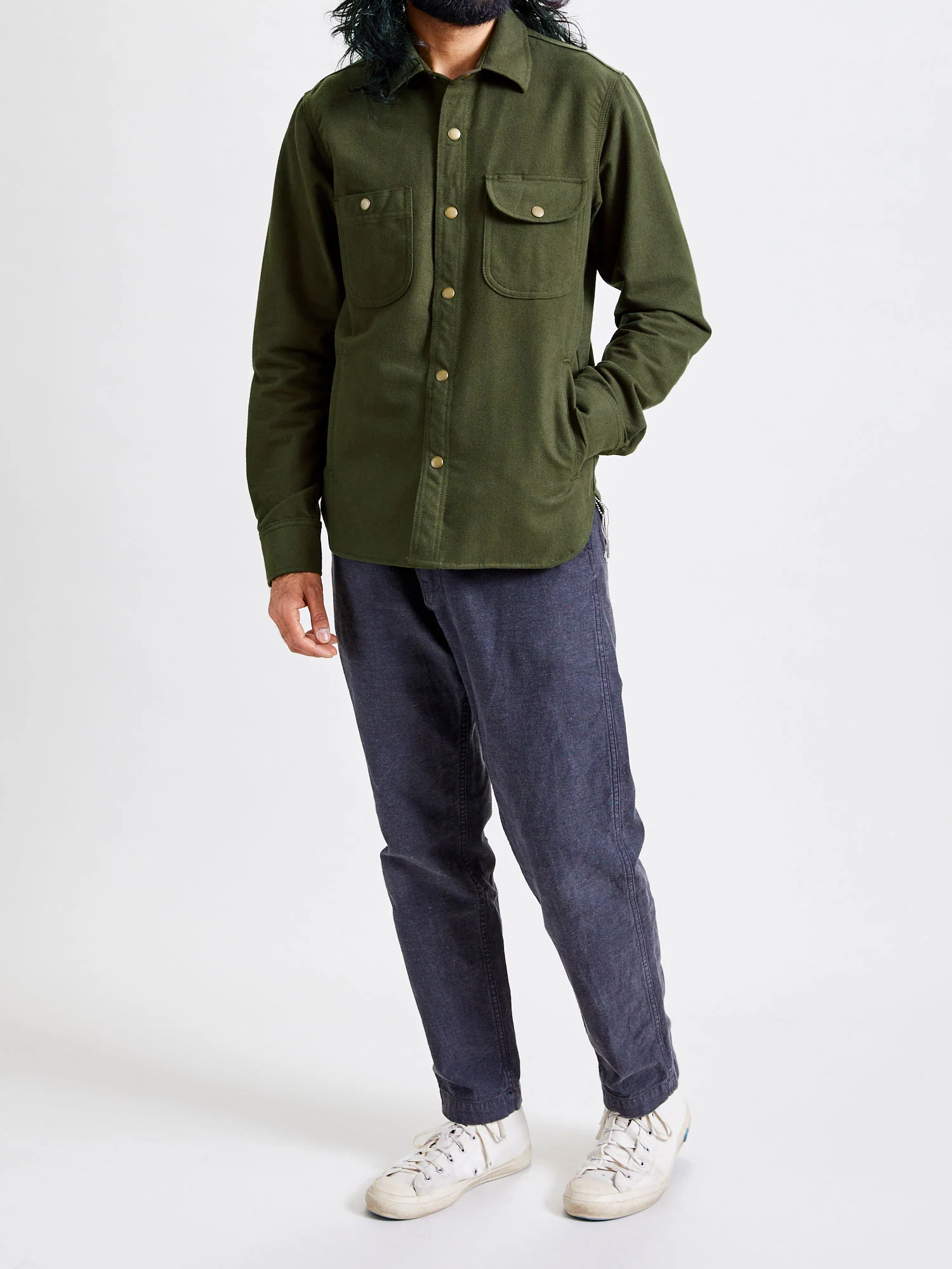 Service Shirt in Olive Flannel - Image 10