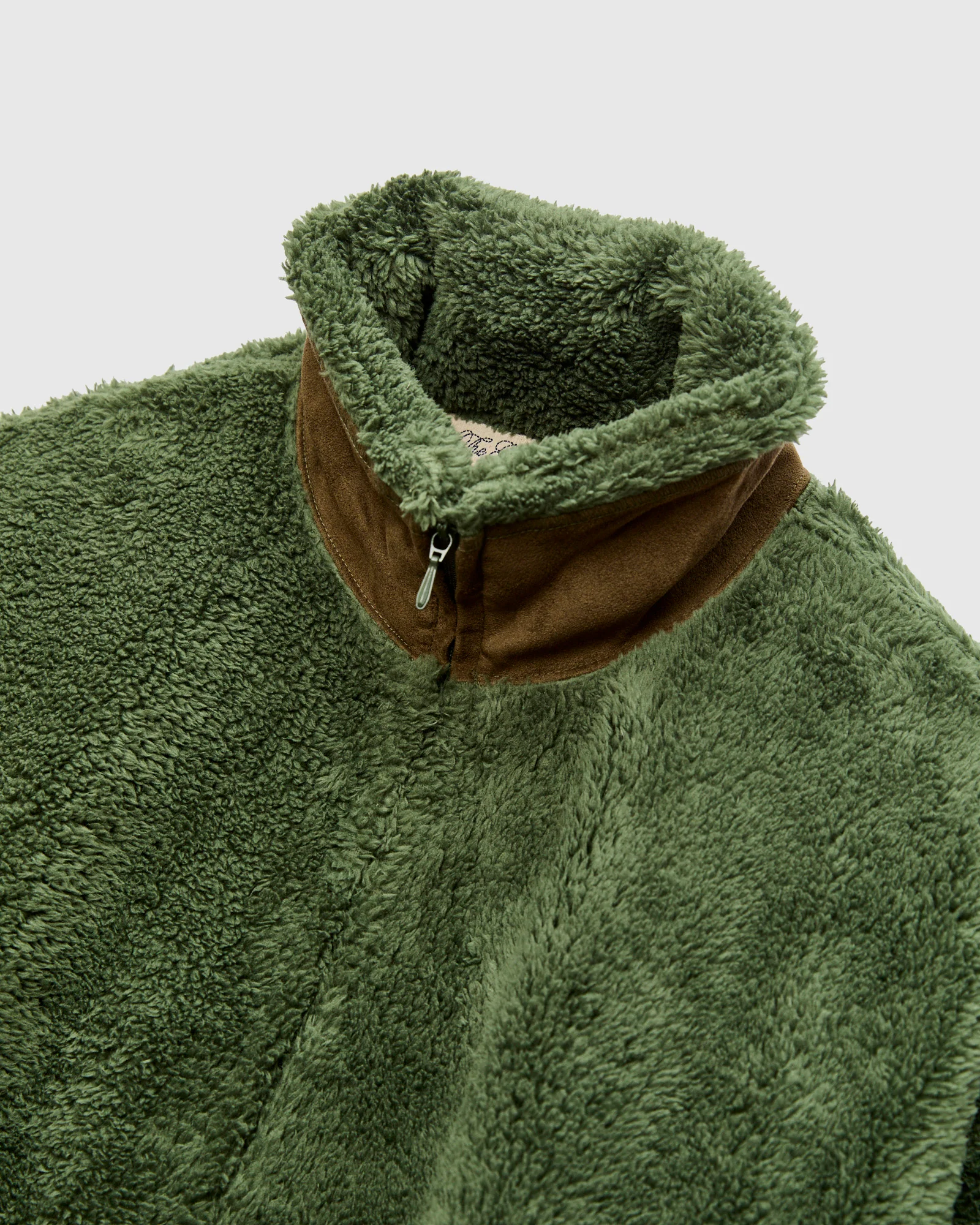 Shaggy Fleece Zip Jacket in Khaki - Image 3