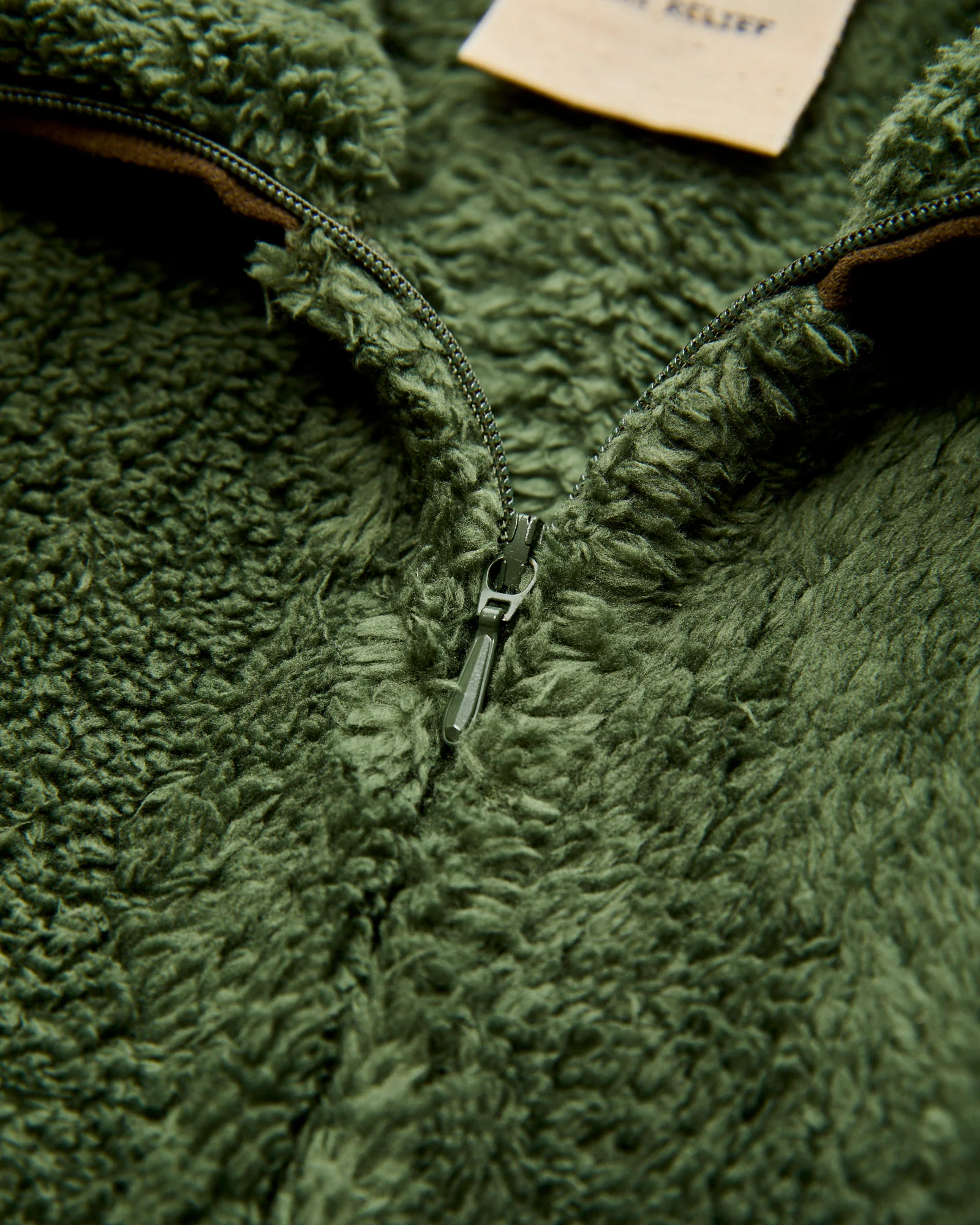 Shaggy Fleece Zip Jacket in Khaki - Image 5