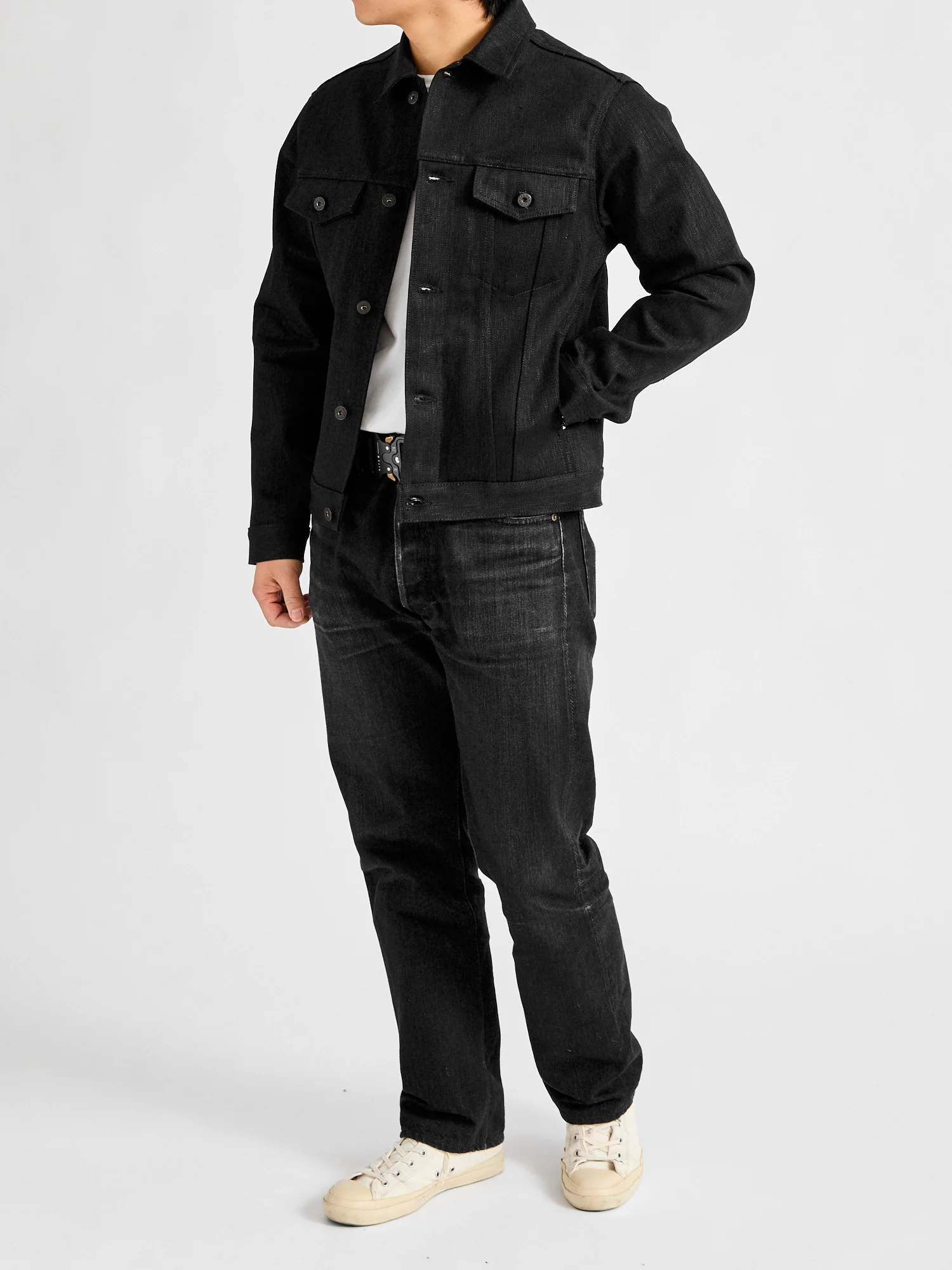"Shinigami" 18oz Slub Selvedge Black Denim Jacket - Image 12