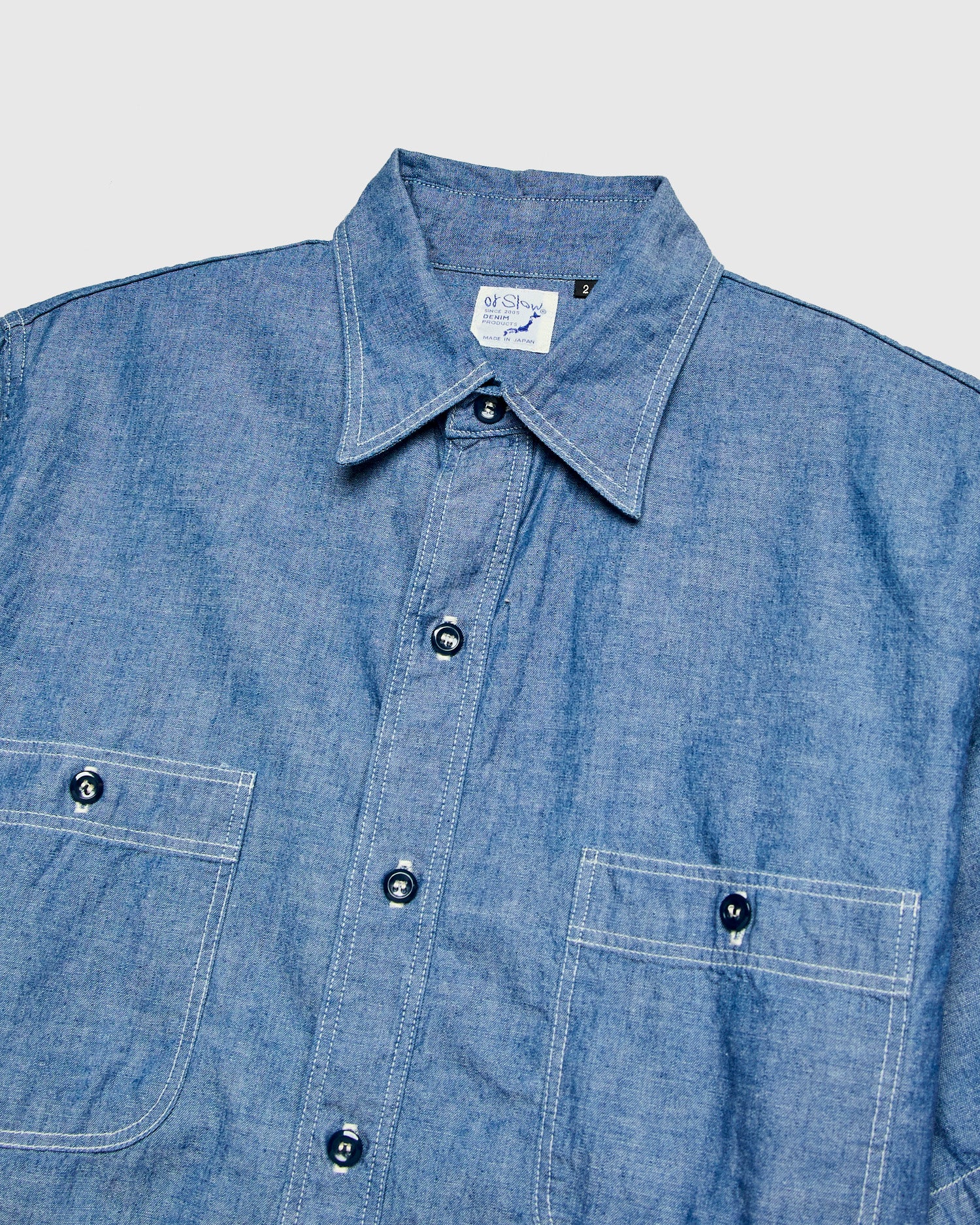 Vintage Fit SS Chambray Work Shirt in Indigo - Image 3