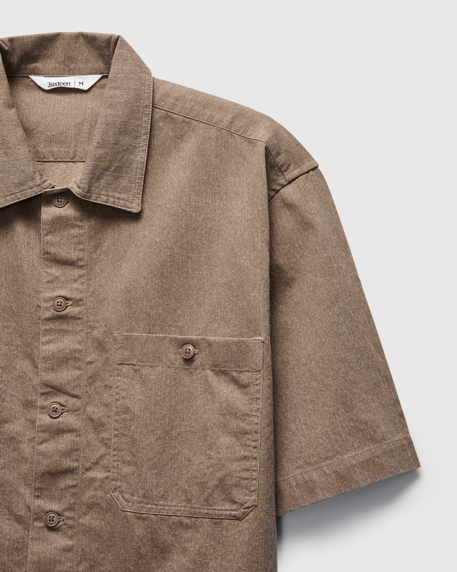 Short Sleeve Work Shirt in Tan Pigment Dye - Image 5