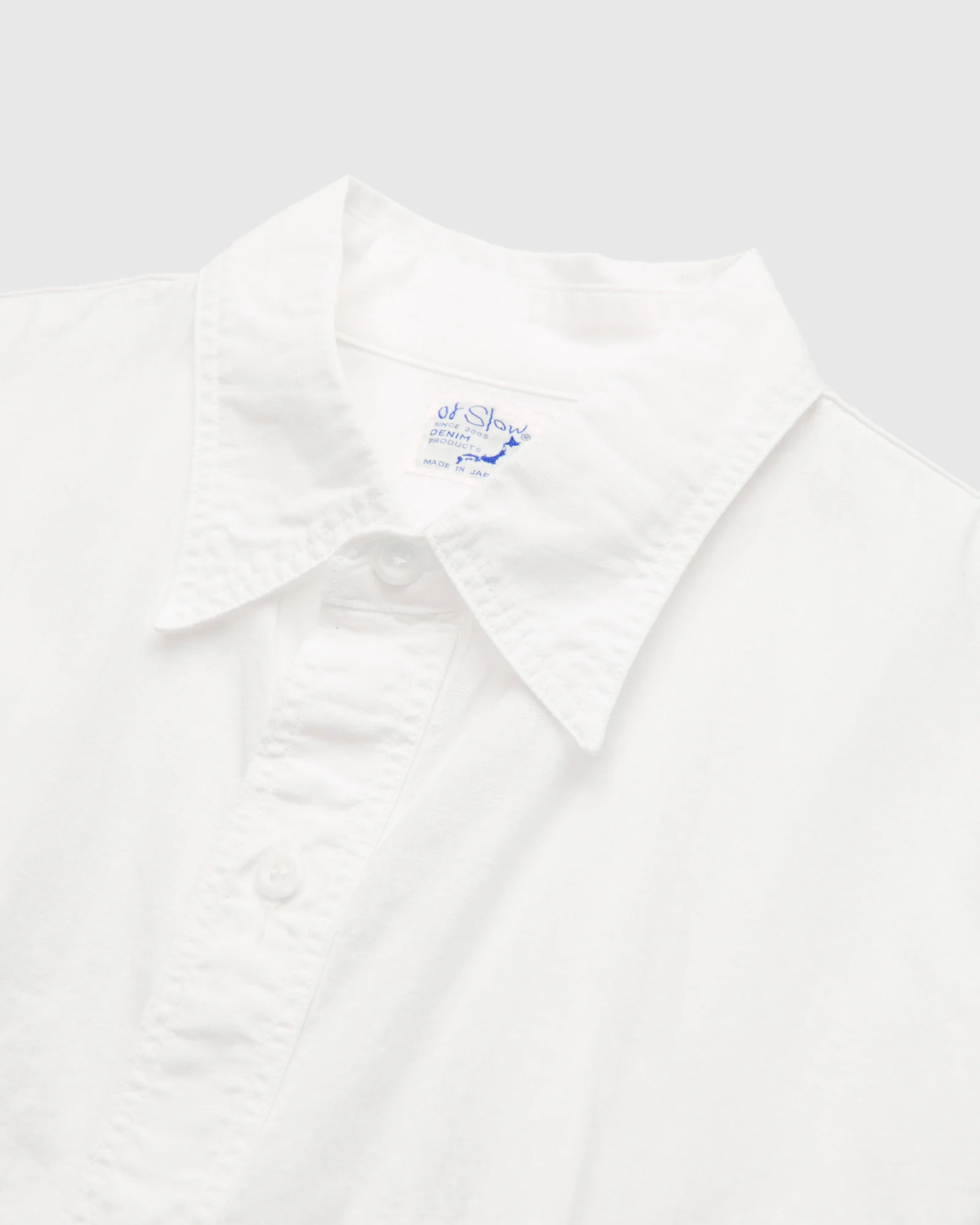 Short Sleeve Work Shirt in White Chambray - Image 3