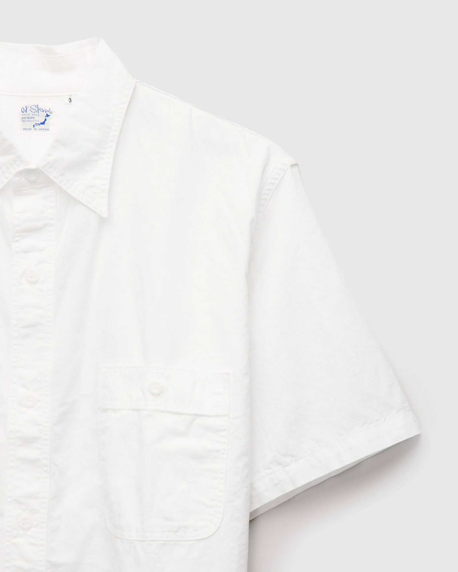 Short Sleeve Work Shirt in White Chambray - Image 4