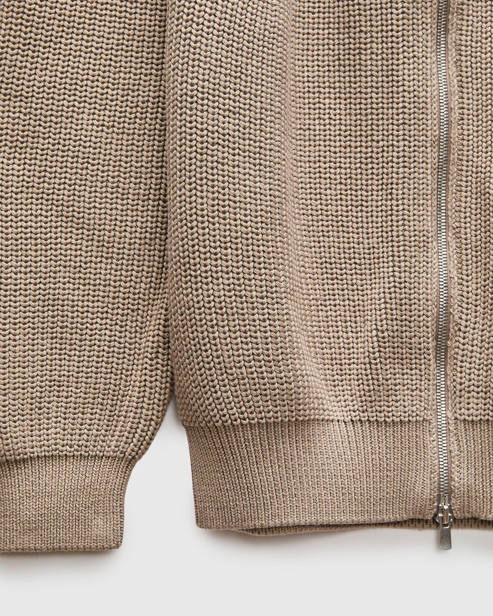 Signature Knit Cotton Drivers Zip in Beige - Image 7