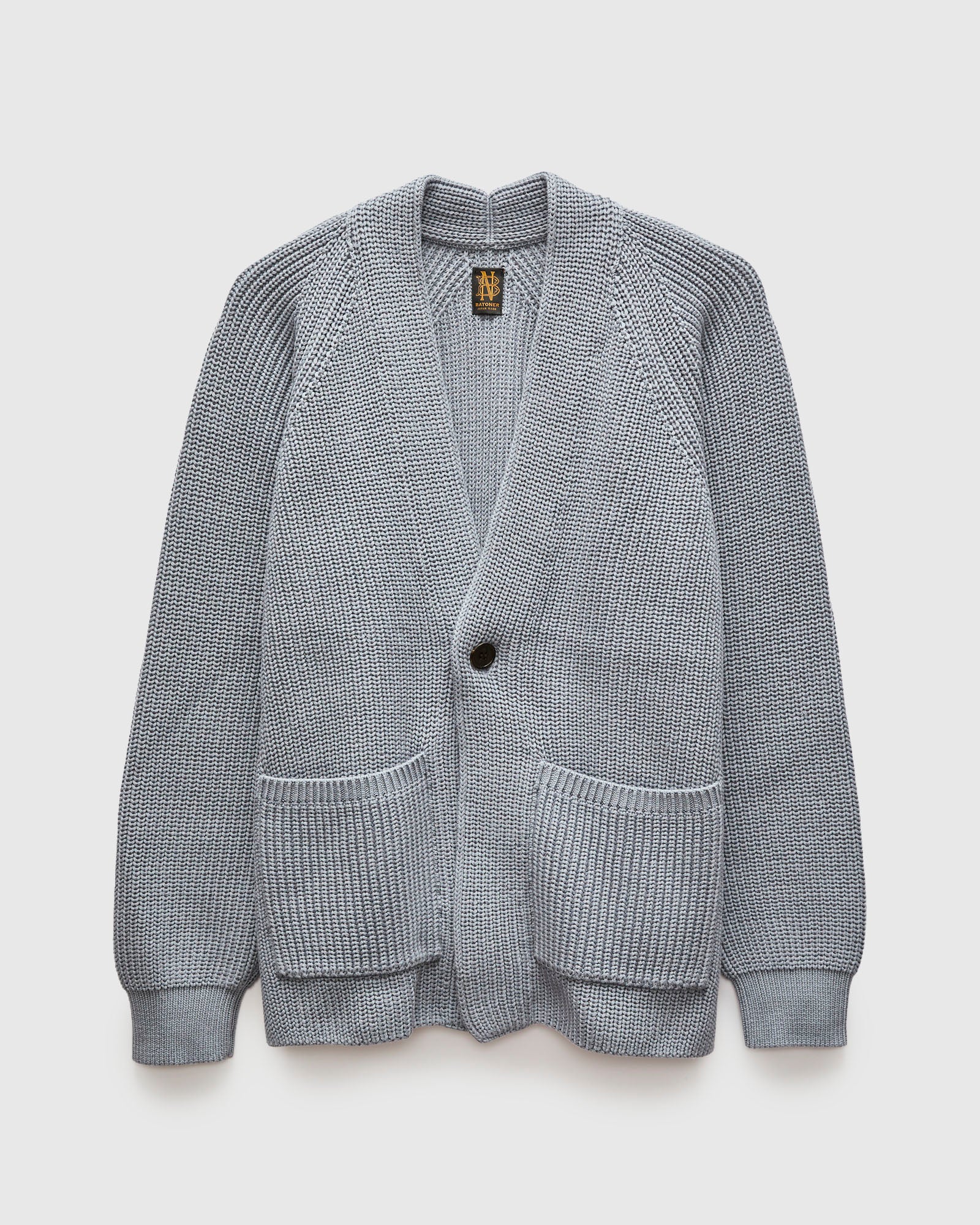 Signature Knit Cotton Cardigan in Greyish Sax