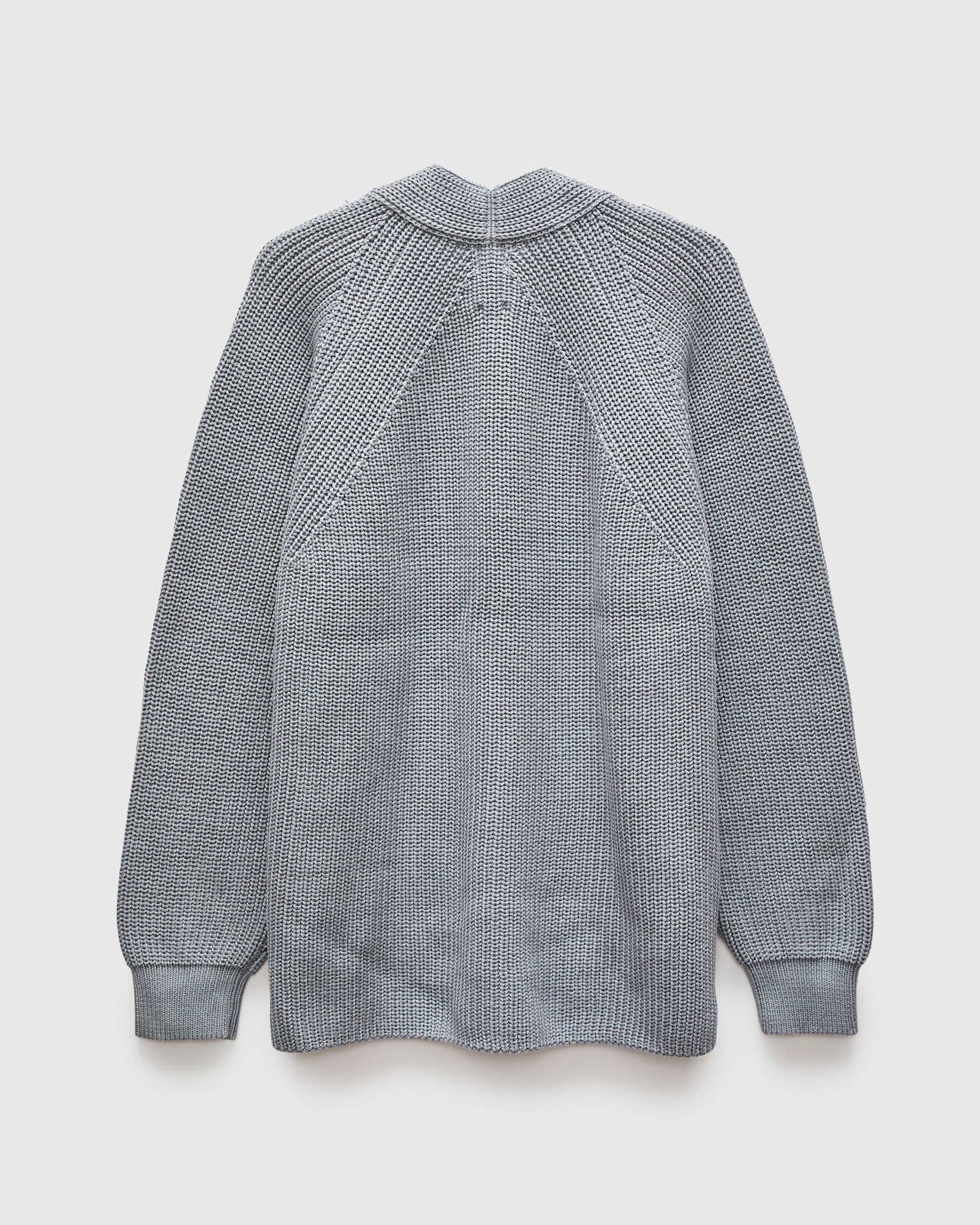 Signature Knit Cotton Cardigan in Greyish Sax - Image 3