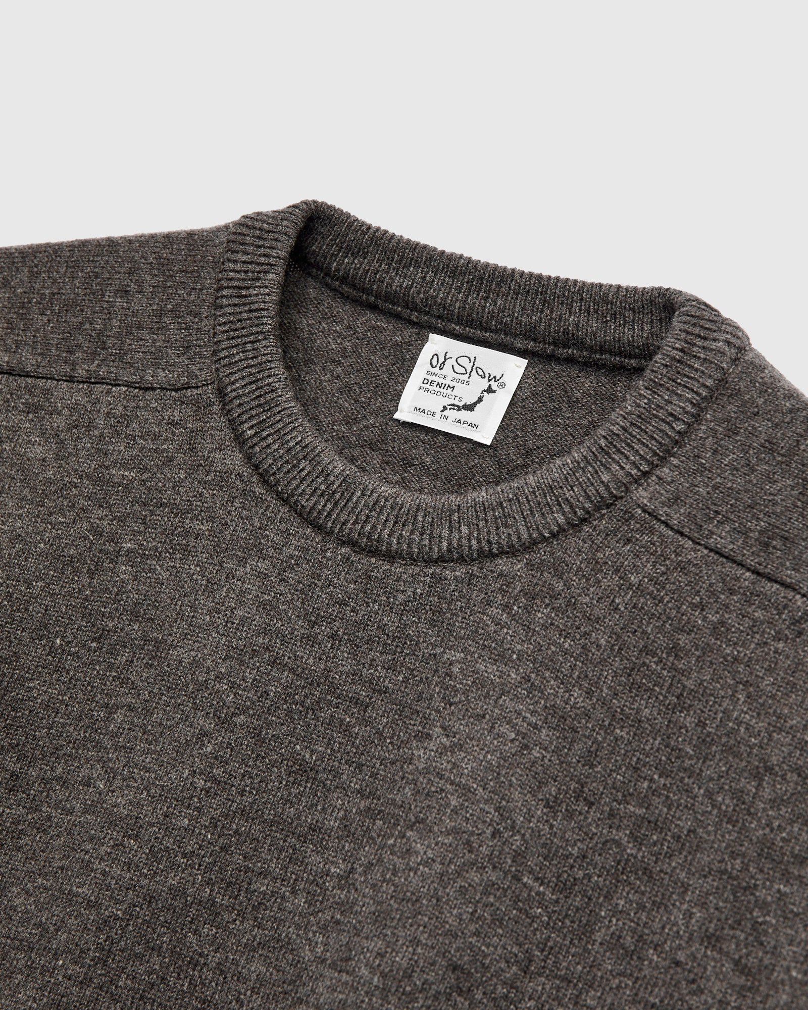 Simple Wool Crewneck Sweater in Brown - Image 3
