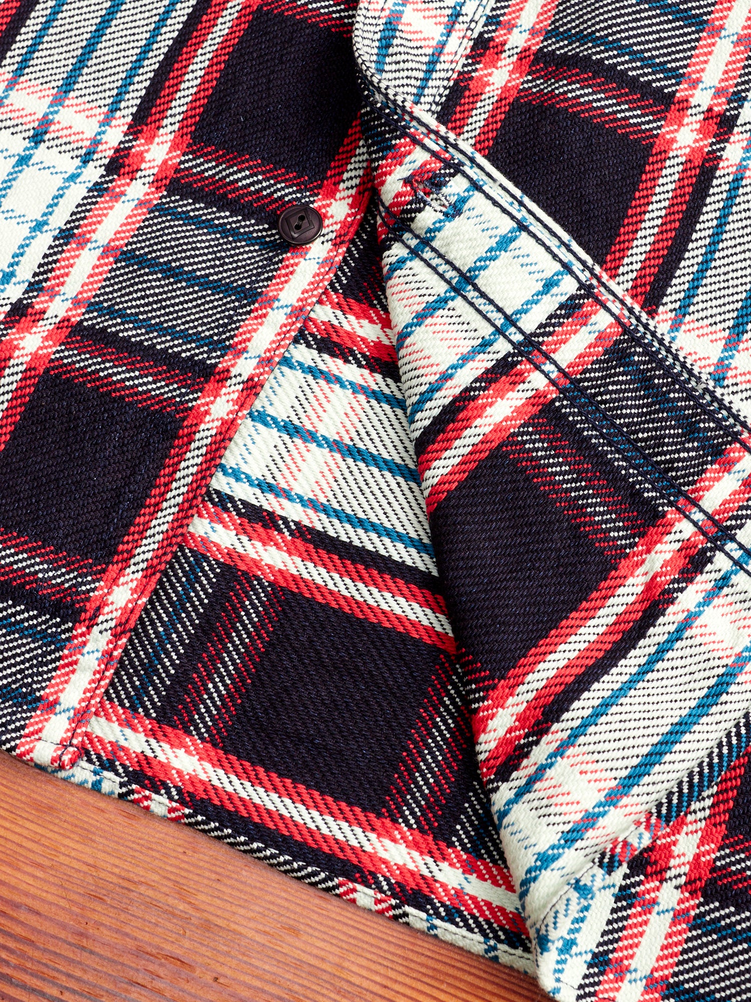 SIN22-01W Rope Dyed Flannel Shirt in Indigo/Red - Image 7