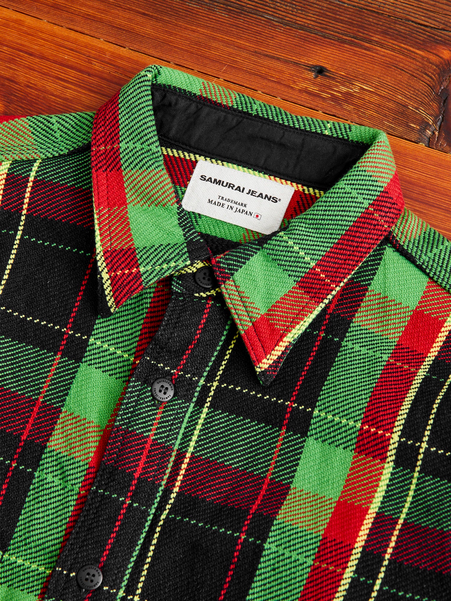 SIN23-01W Rope Dyed Flannel Shirt in Green - Image 3