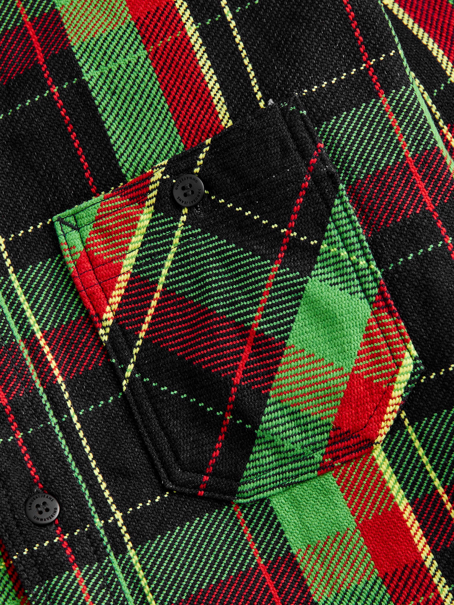 SIN23-01W Rope Dyed Flannel Shirt in Green - Image 4