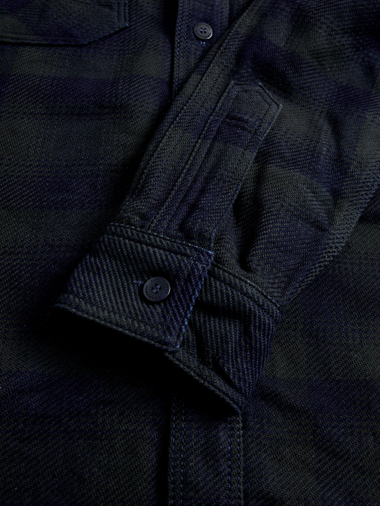SIN24-03W Indigo Rope Dyed Flannel Shirt in Black - Image 5