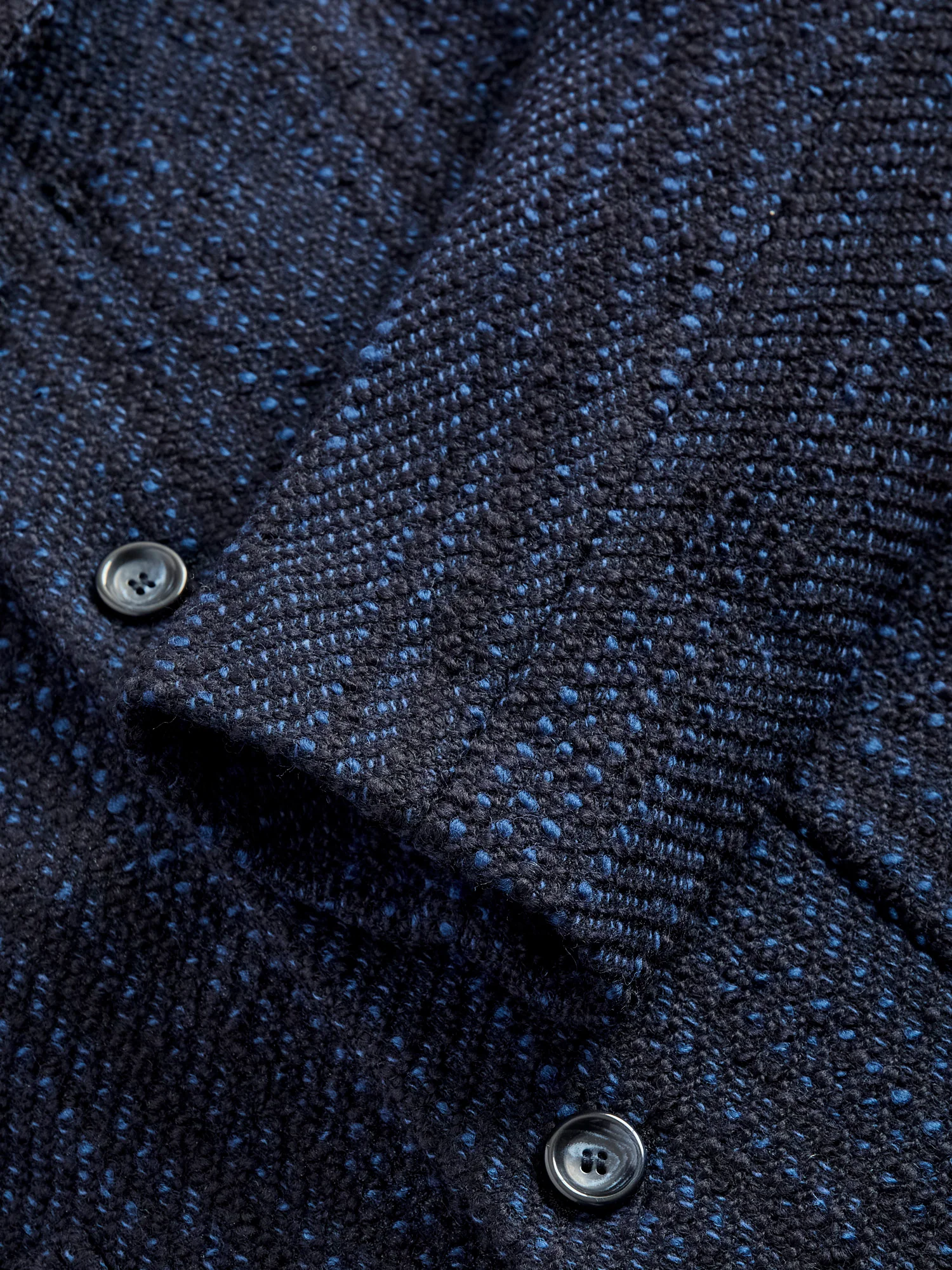 Slub Yarn Tweed 5B Jacket in Dark Navy - Image 8