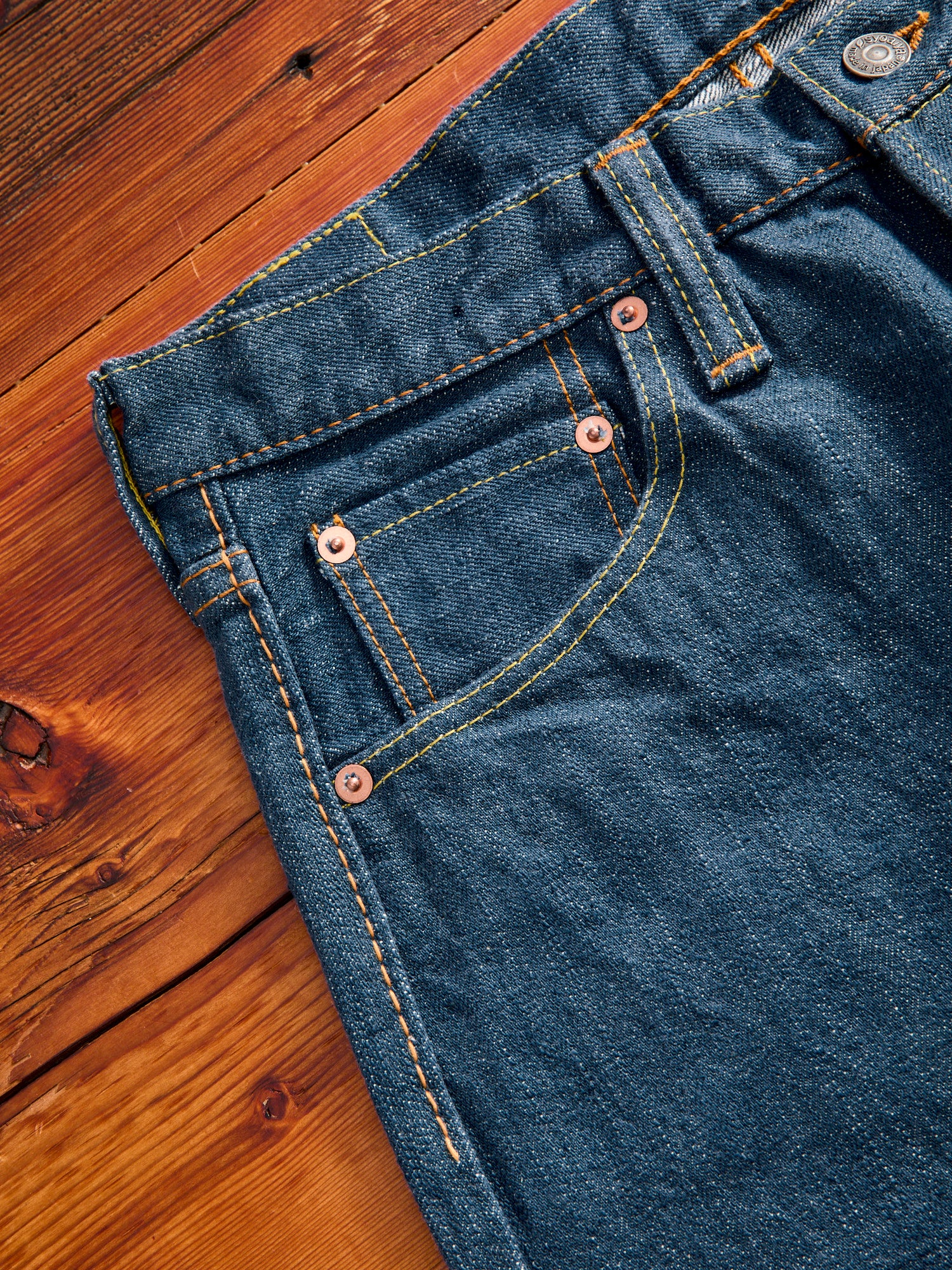 SMBL-019 "Smokey Blue" 14oz Rinsed Selvedge Denim - Relaxed Tapered Fit - Image 7