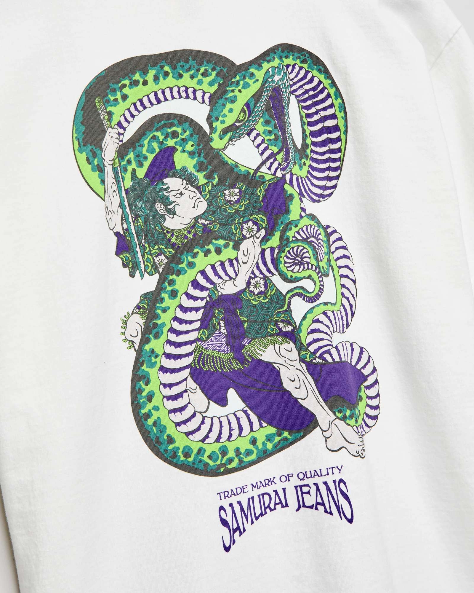 "Snake Slayer" Heavyweight Pocket T-Shirt in White - Image 3