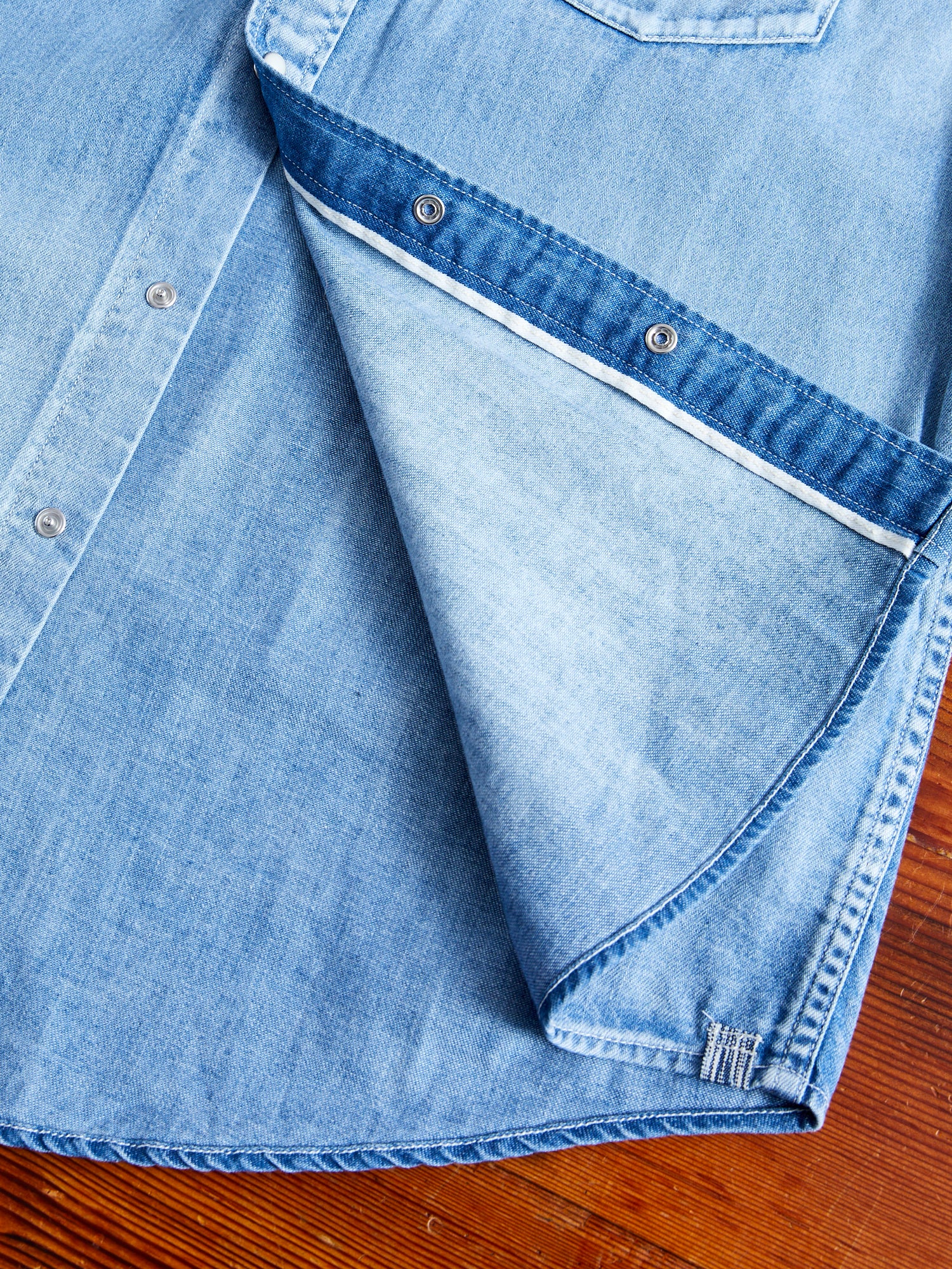 FW24 Social Sculpture Shirt Damaged in Light Indigo - Image 7