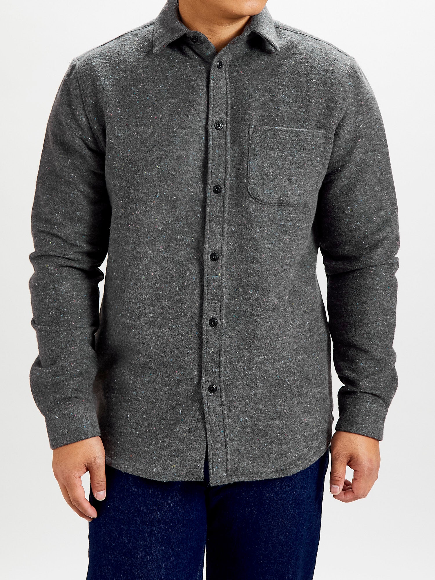 Soft Rude Button-Up Shirt in Grey Melange - Image 2
