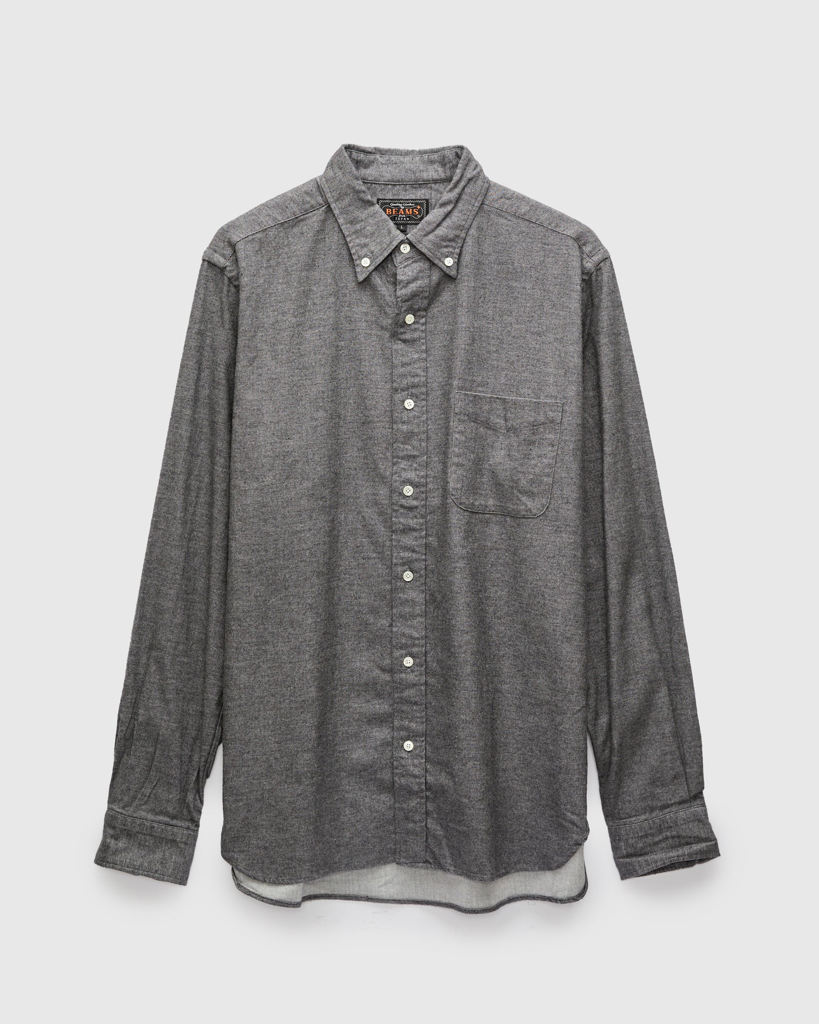 Solid Flannel Button-Down Shirt in Grey