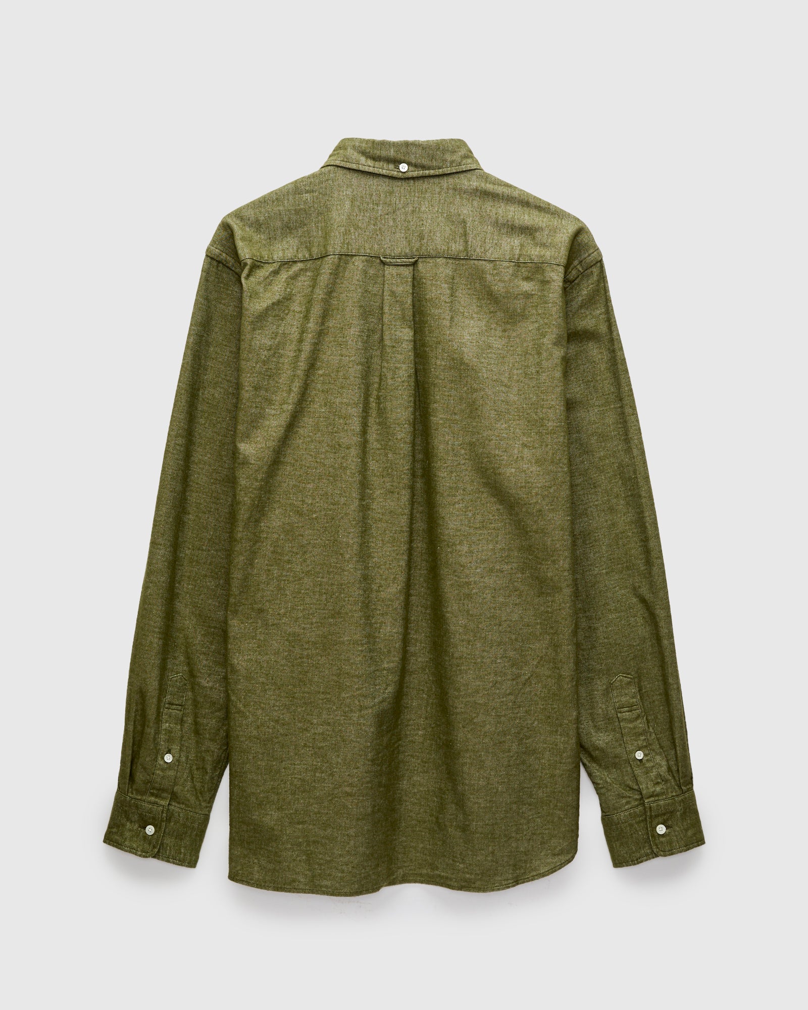 Solid Flannel Button-Down Shirt in Olive - Image 2