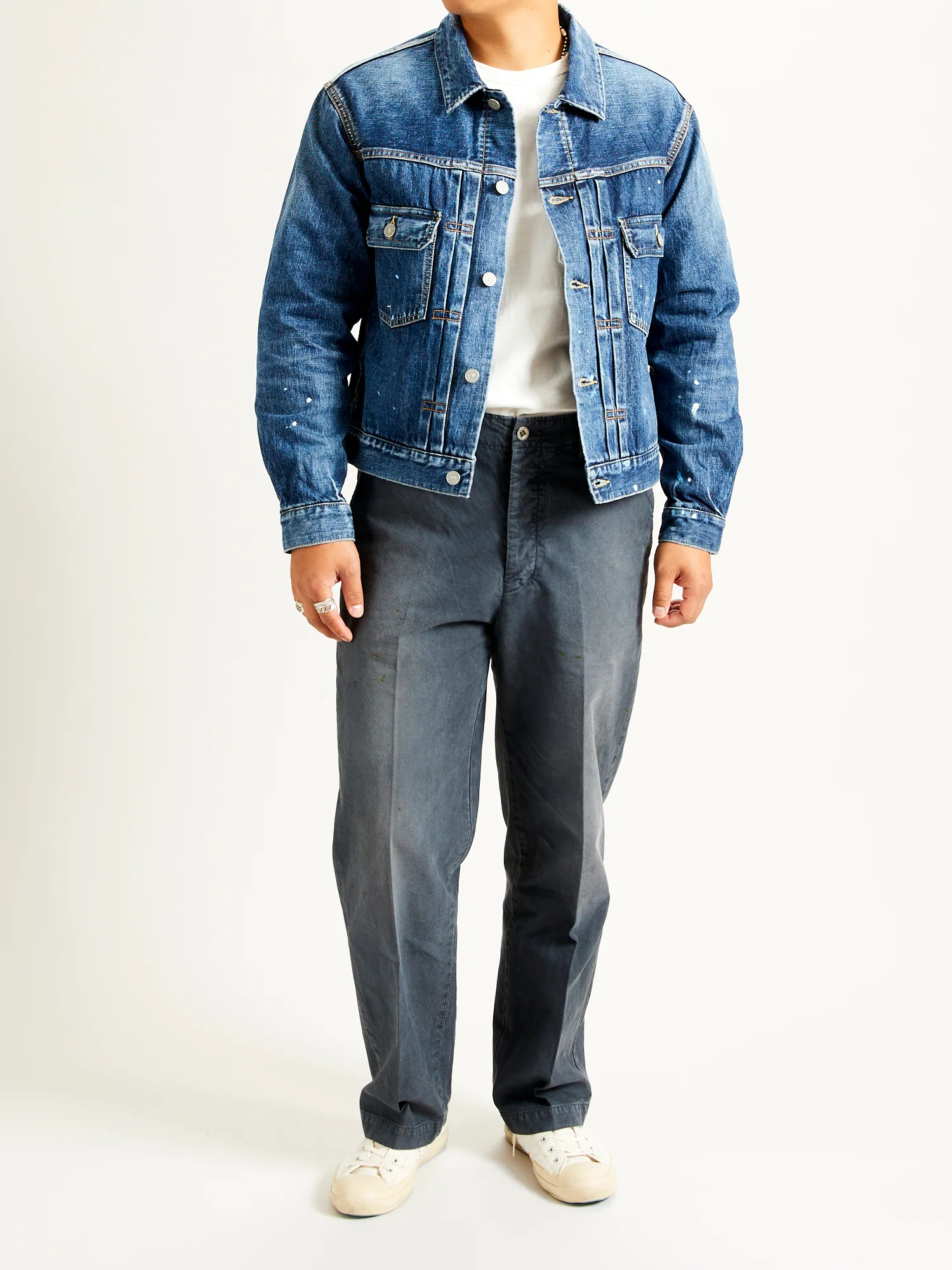 SS 101 Damaged Denim JKT in 1010 Washed Indigo - Image 14
