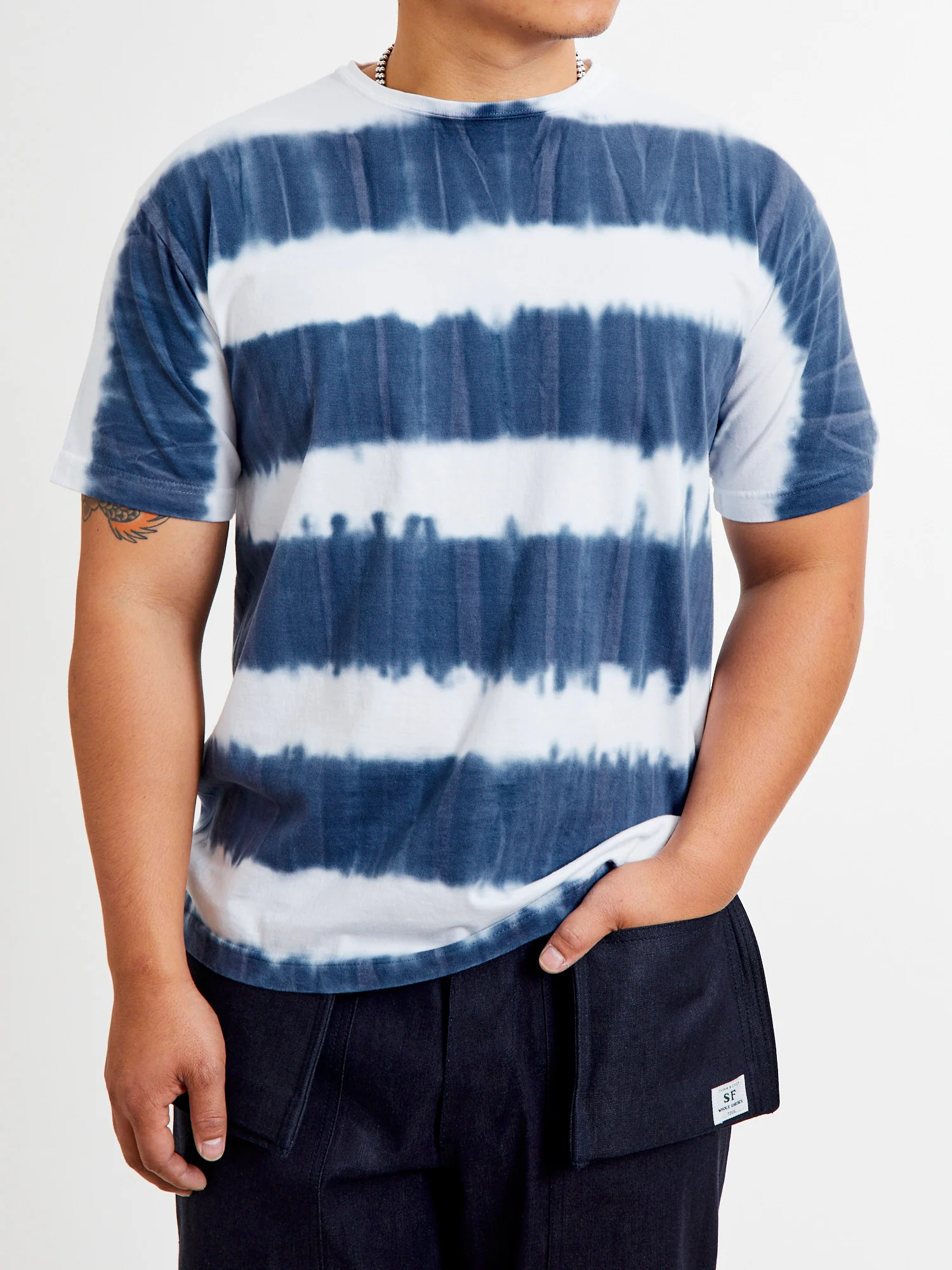 Stratum Tie-Dye Border T-Shirt in Navy - Image 2