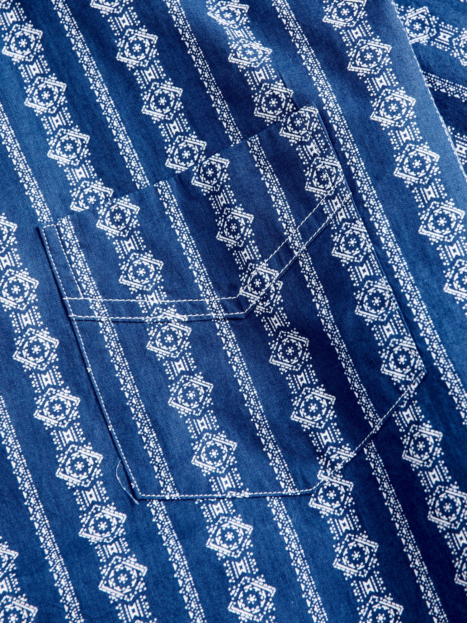 Stripe Print Hawaiian Shirt in Indigo - Image 4