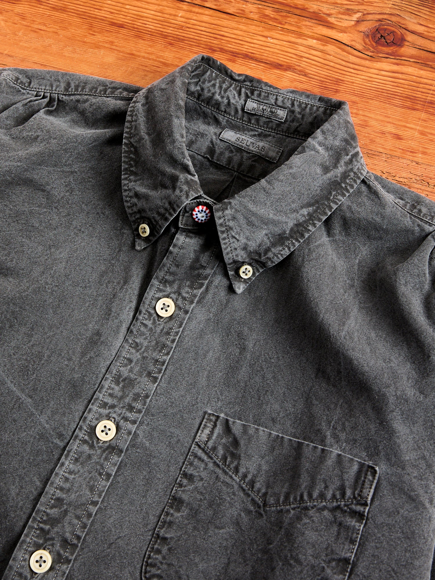 Tassa Canvas Button-Down Shirt in Heather Black - Image 4
