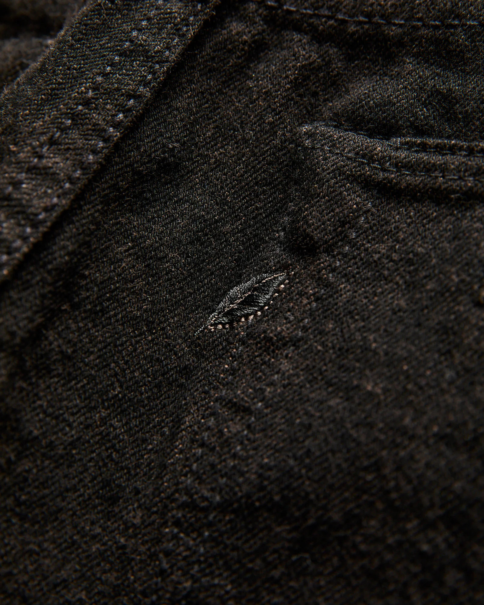 "Teacore Black x Brown" 14oz Rinsed Black Selvedge Denim - Slim Tapered Fit - Image 4