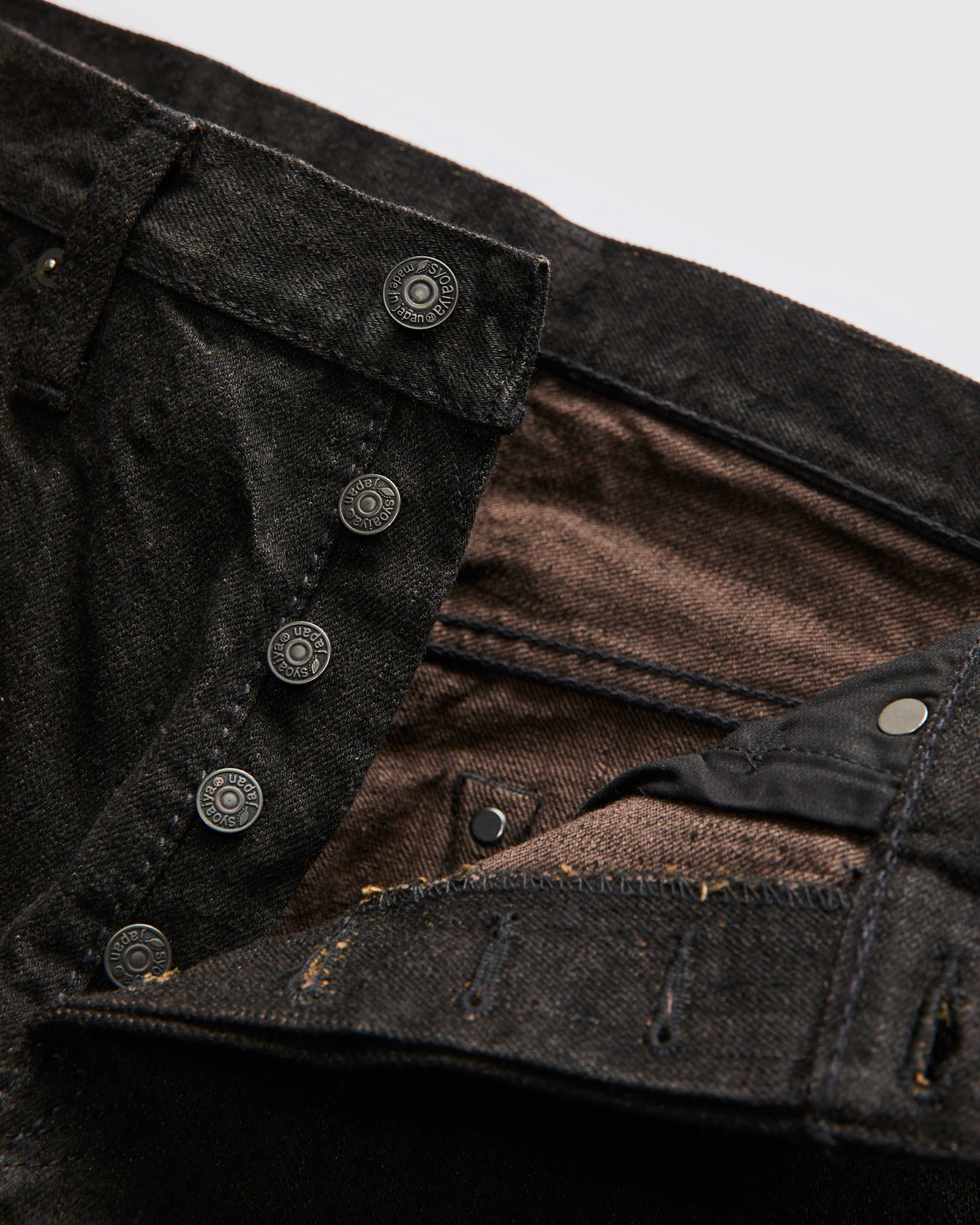 "Teacore Black x Brown" 14oz Rinsed Black Selvedge Denim - Slim Tapered Fit - Image 7