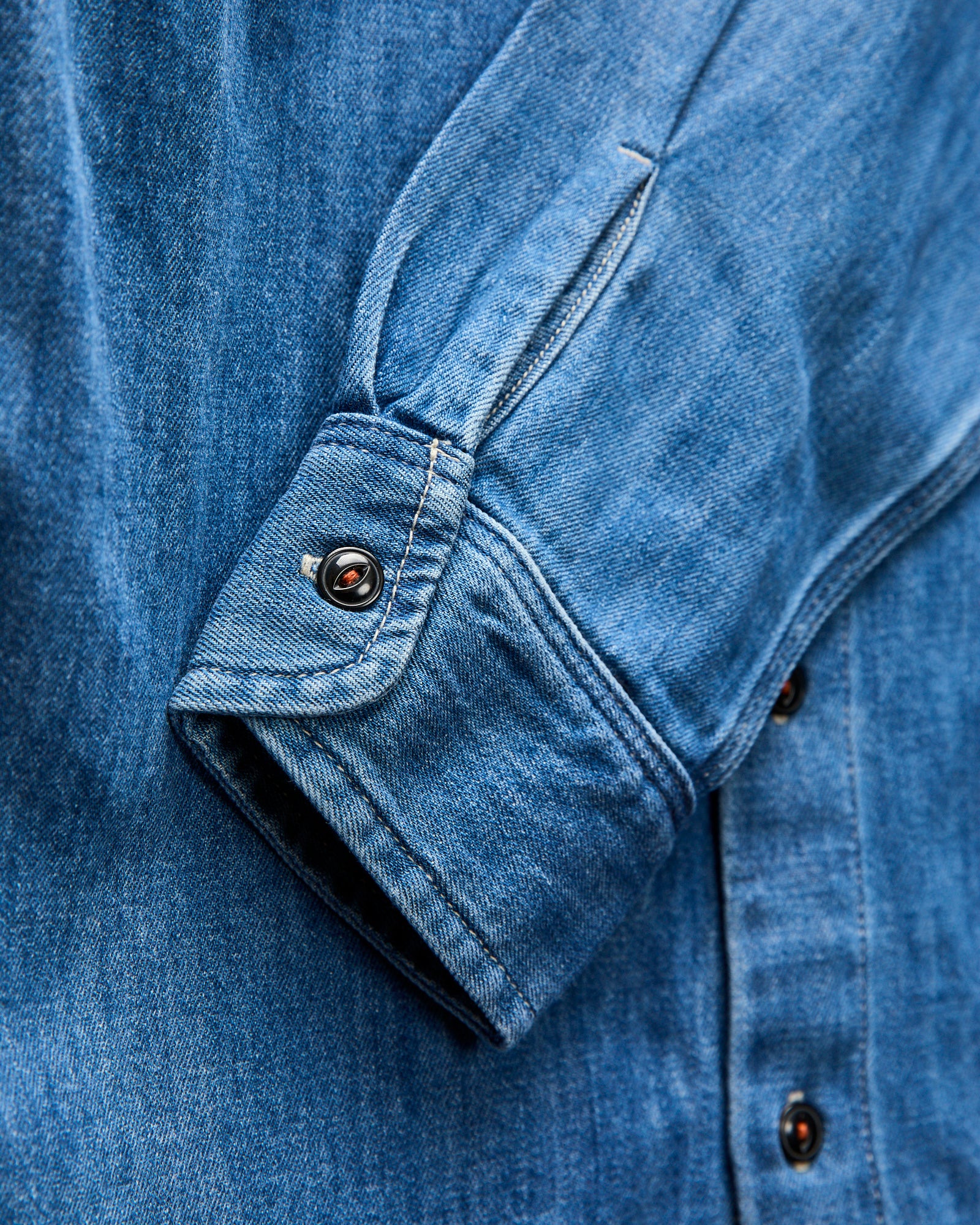 "Dee" Brace Long Sleeve Shirt in Washed Indigo - Image 5