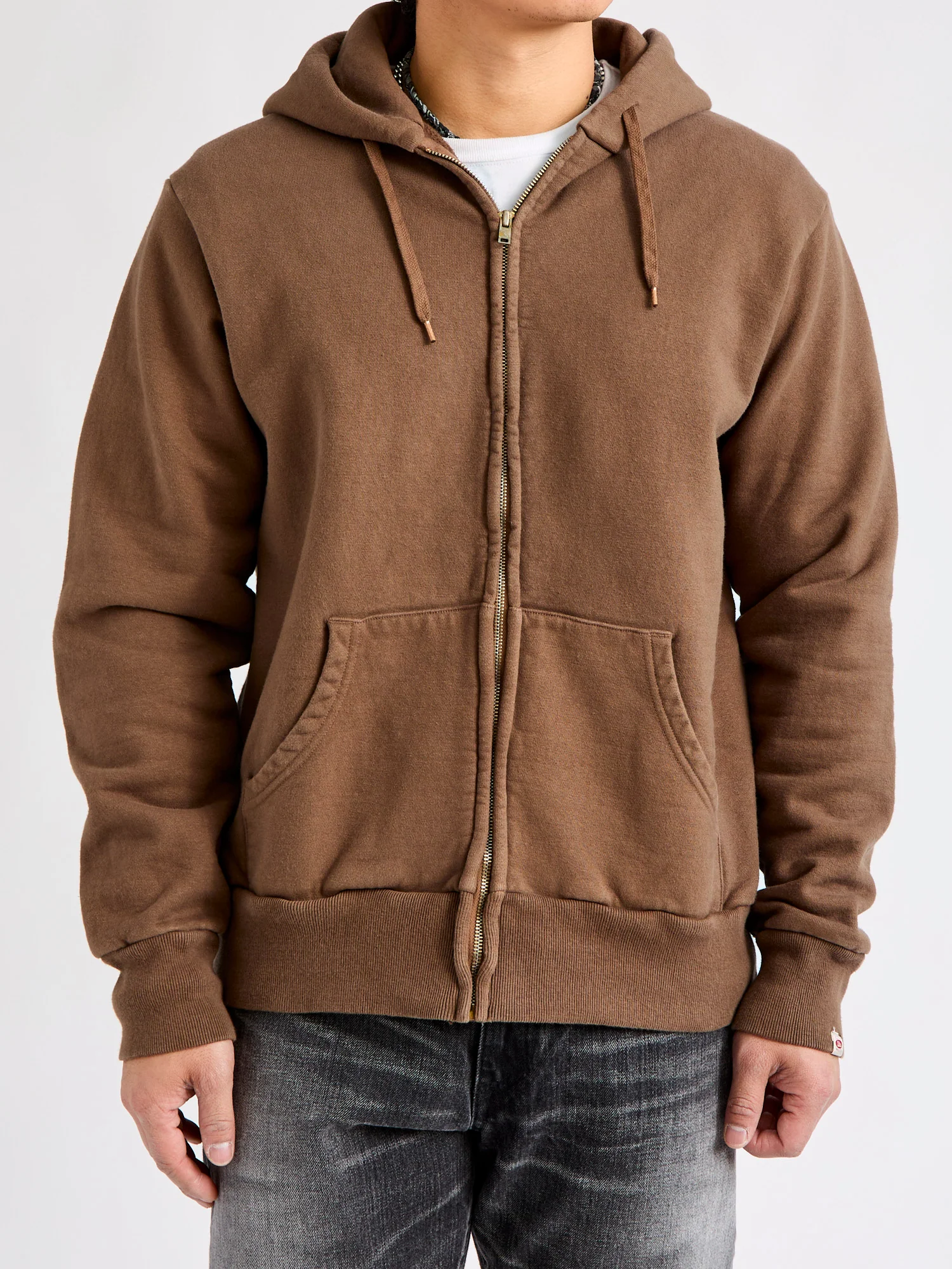 Tube Knit Zip Hoodie in Brown - Image 2