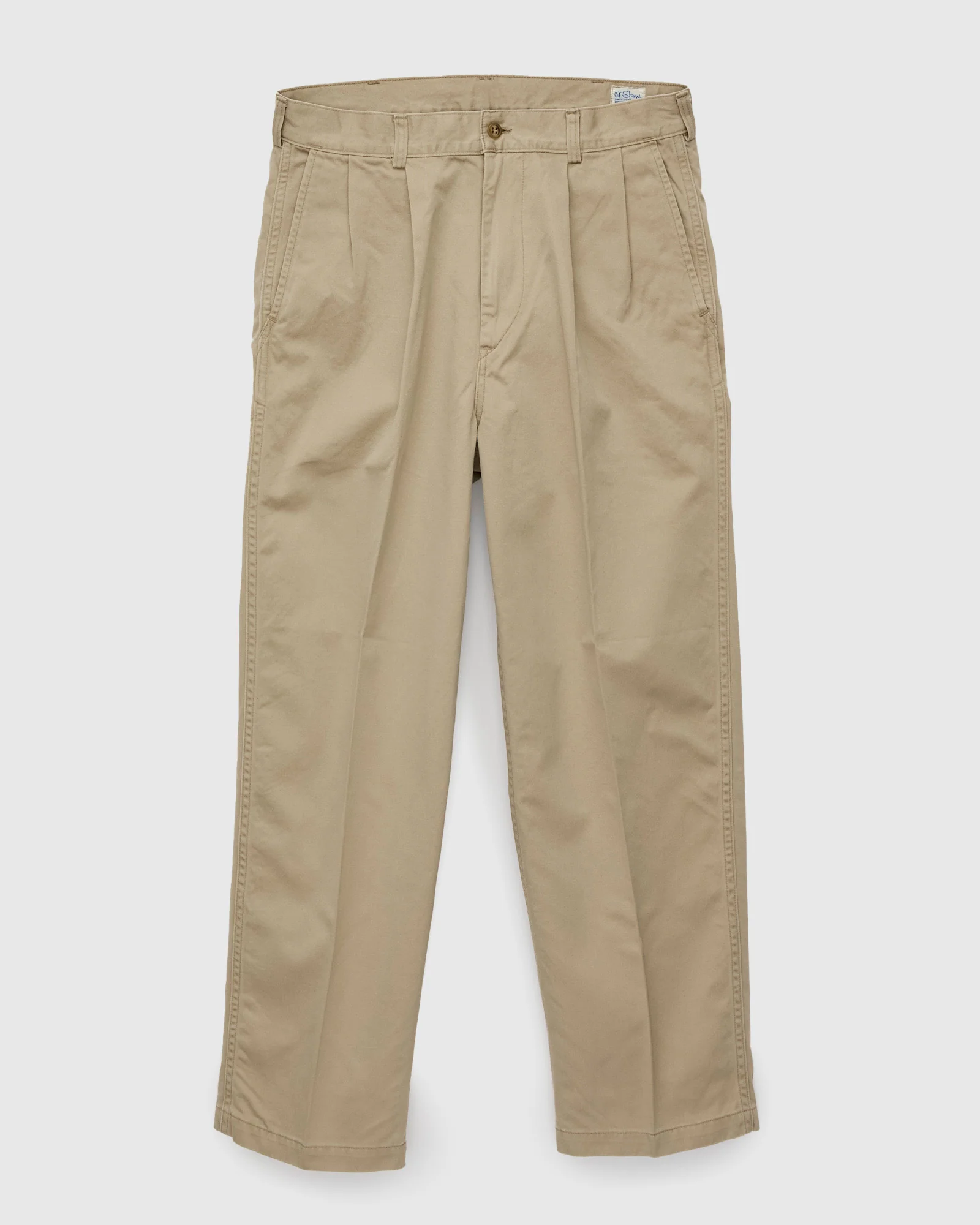 Two Tuck Wide Trousers in Khaki